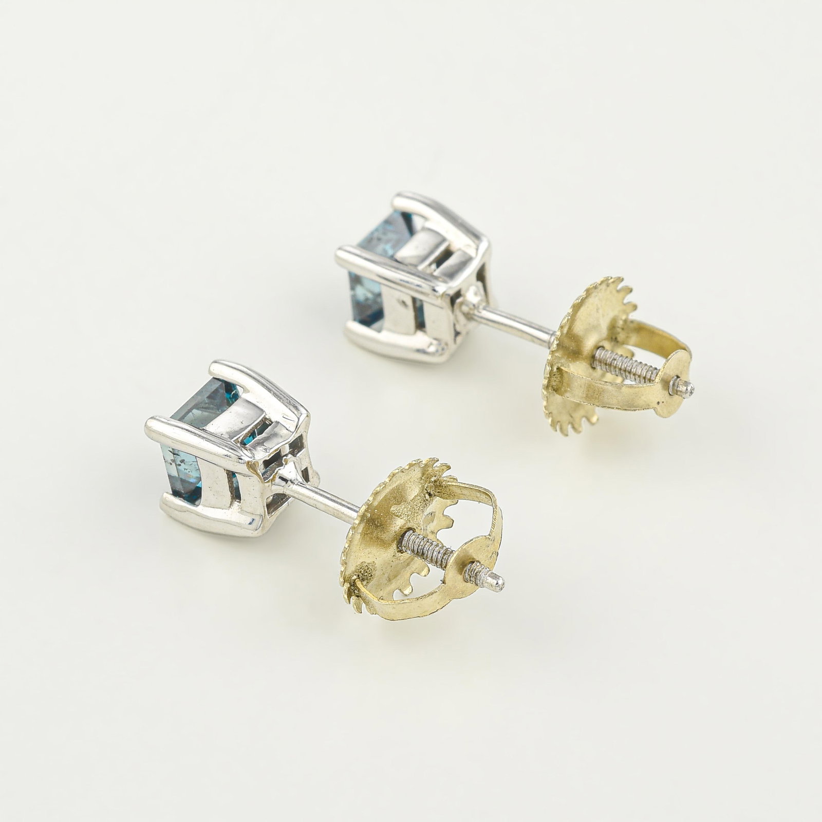 Treated Blue Diamond Stud Earrings - 2