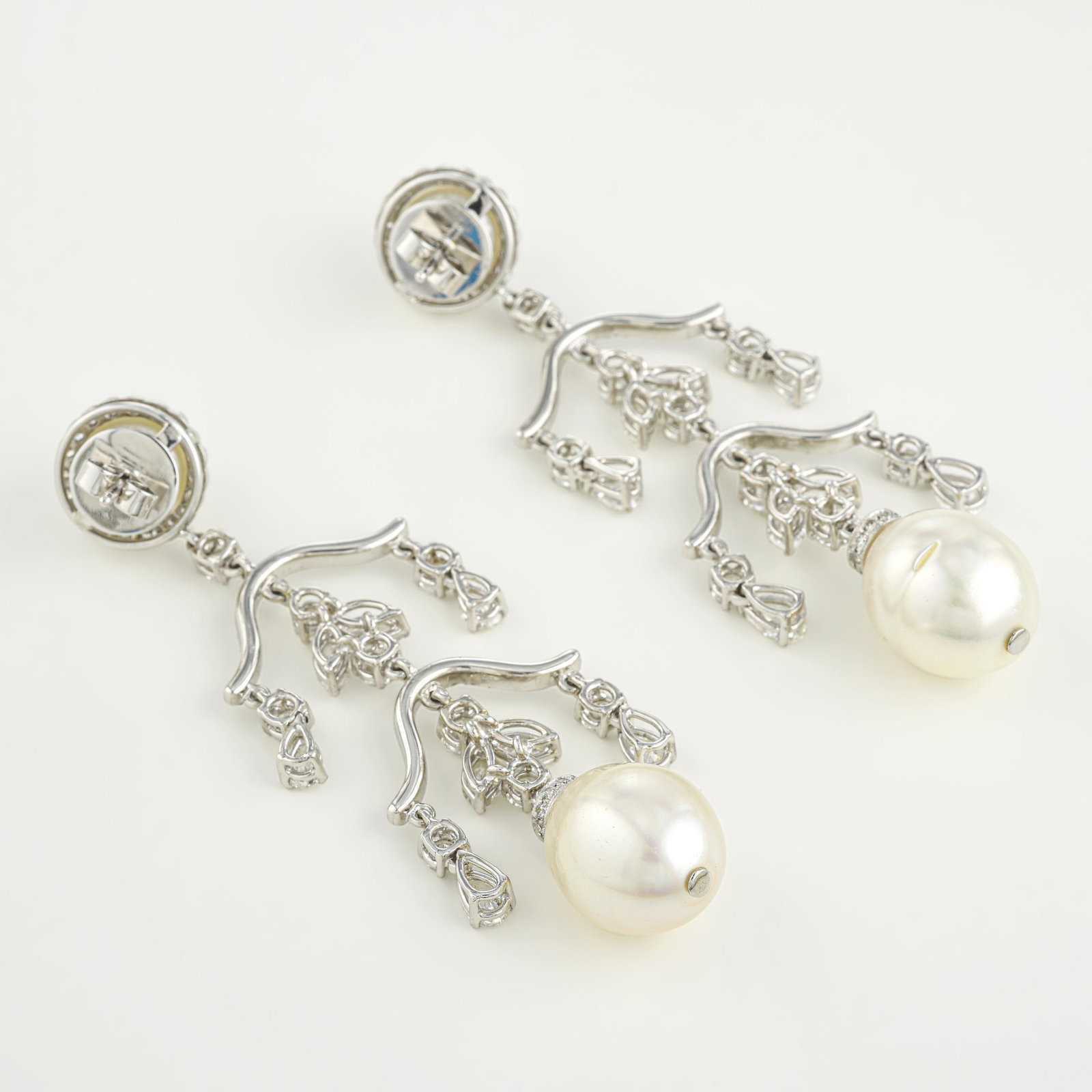 Pearl and Diamond Chandelier Earrings - 2