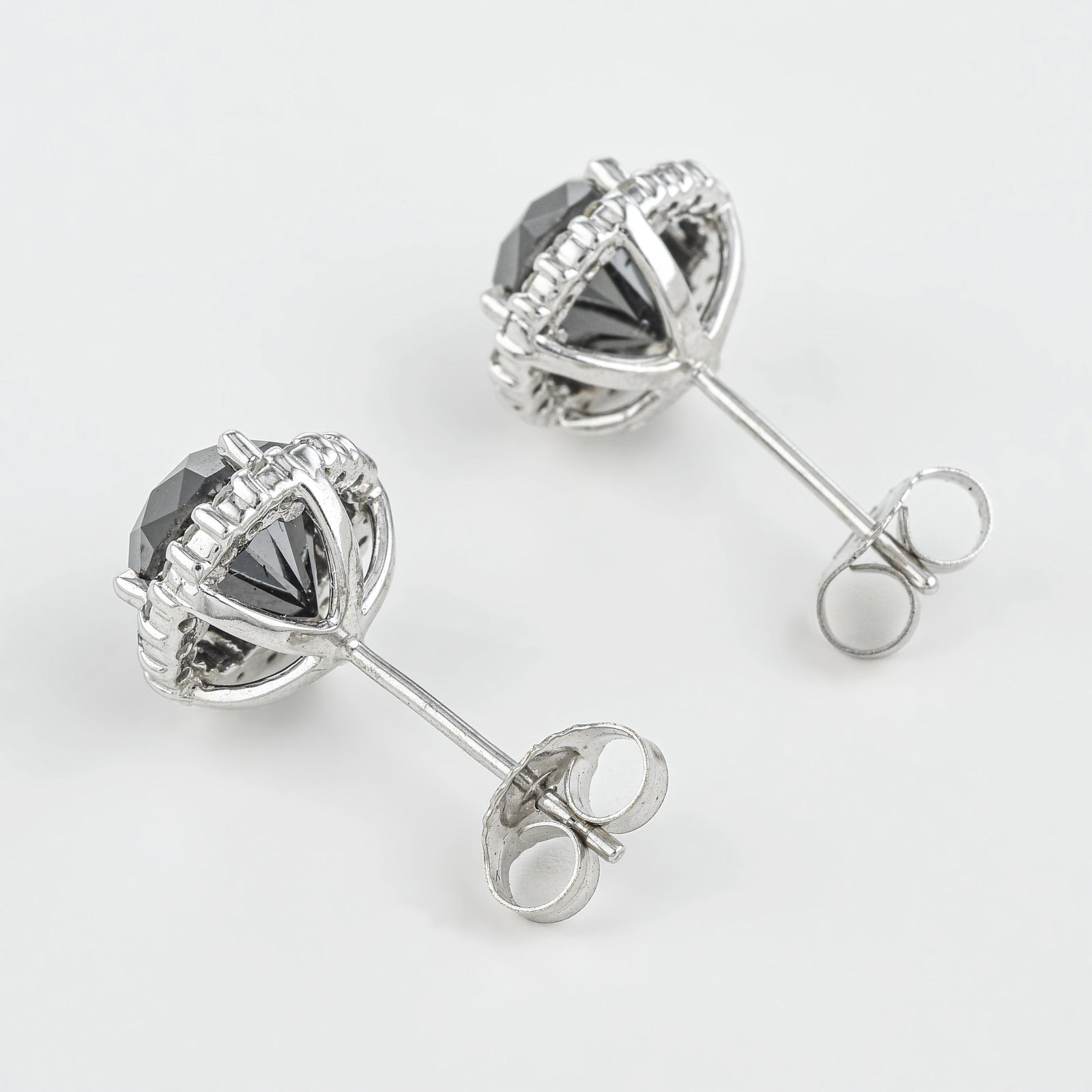 Black and White Diamond Stud Earrings - 2