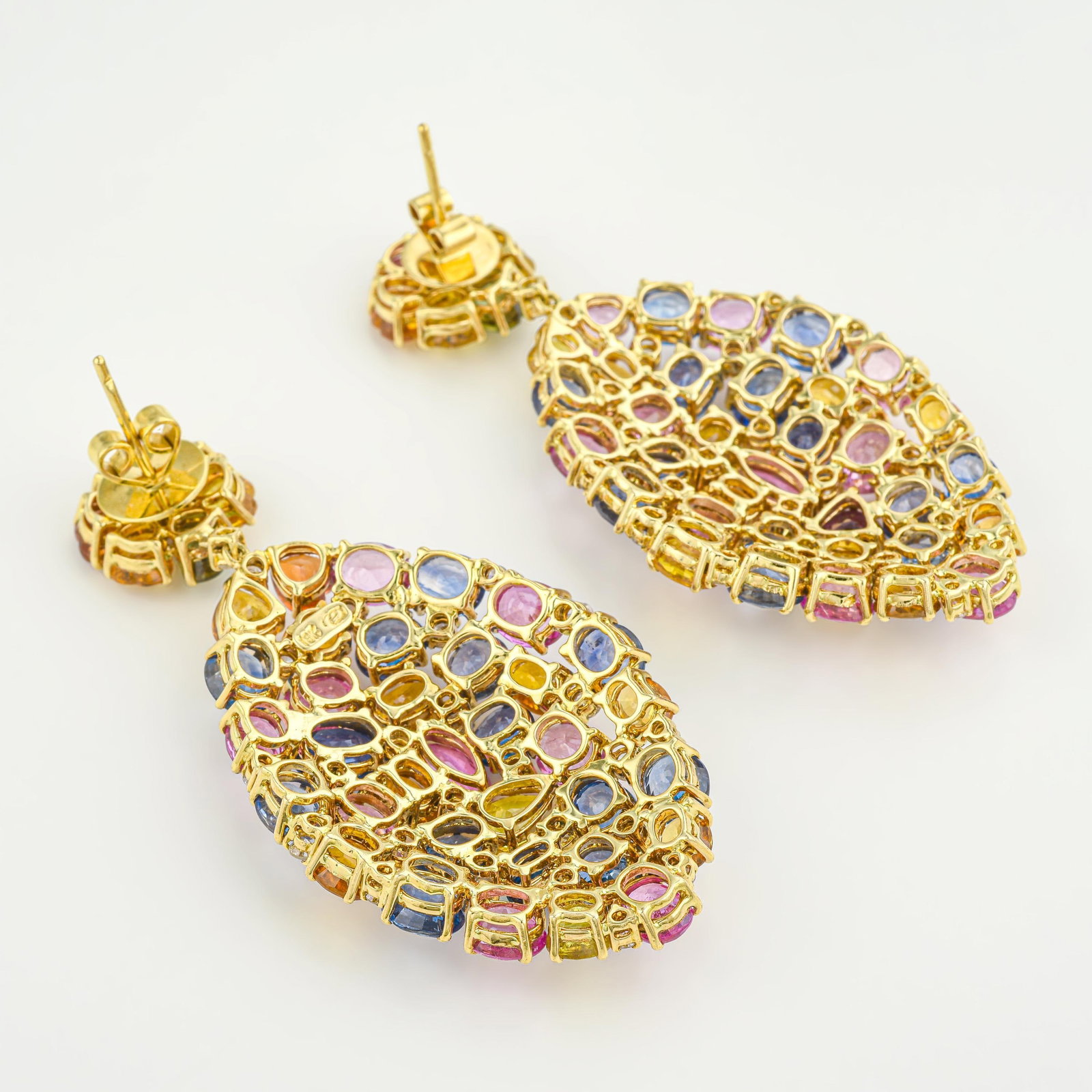 Multi-Color Sapphire and Diamond Earrings - 2