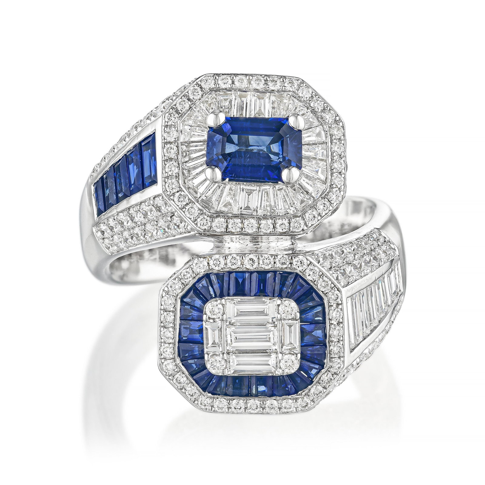 Sapphire and Diamond Bypass Ring - 2