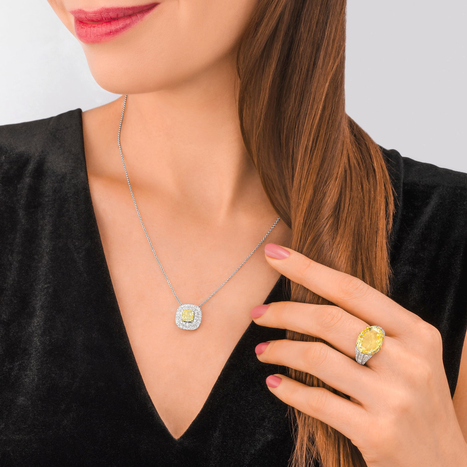 Light Yellow Diamond Solitaire Pendant Necklace: ESTIMATED RETAIL PRICE: $13,000* *This is the estimated value a piece of similar quality, craftsmanship, and characteristics could command at retail. Cushion cutting is the traditional treatment for