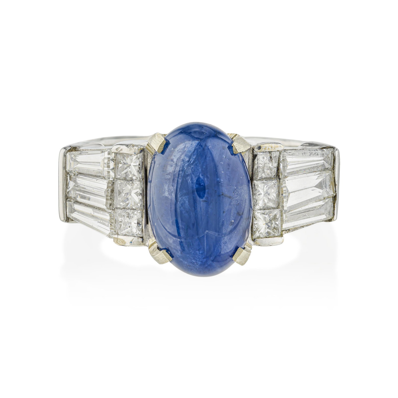 Sapphire Cabochon and Diamond Ring (1 of 2)