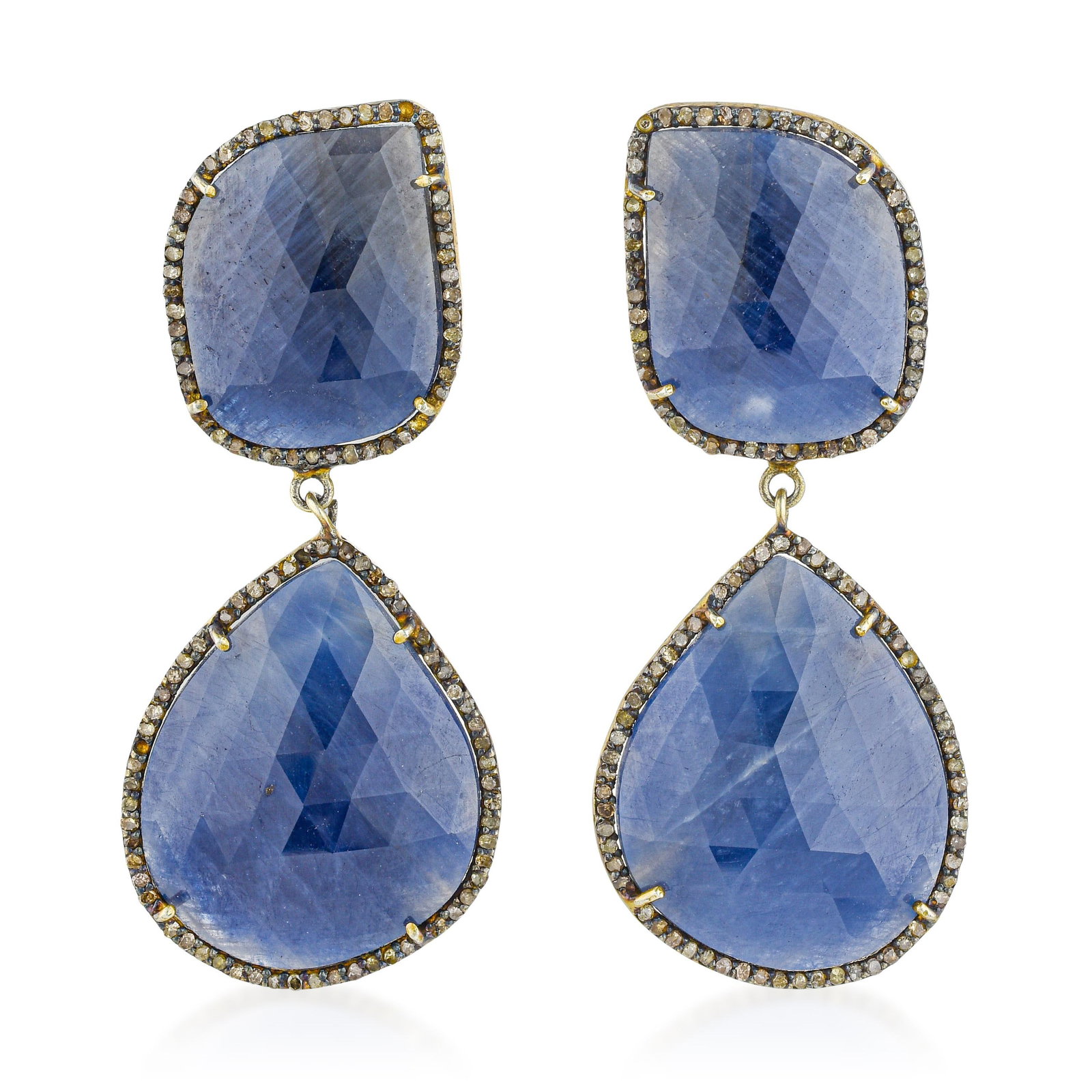 Rose Cut Sapphire and Diamond Earrings: ESTIMATED RETAIL PRICE: $1,400* *This is the estimated value a piece of similar quality, craftsmanship, and characteristics could command at retail. Rose cutting is a period technique — a flat