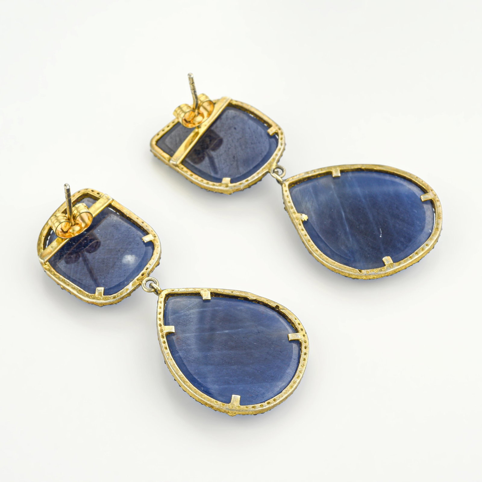 Rose Cut Sapphire and Diamond Earrings - 2