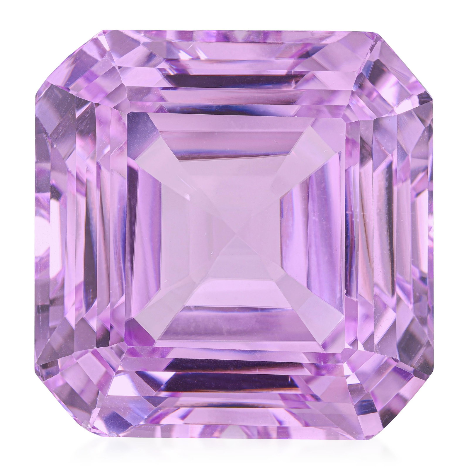 233.48-Carat Asscher Cut Kunzite, GIA Certified: ESTIMATED RETAIL PRICE: $8,000 * *This is the estimated value a piece of similar quality, craftsmanship, and characteristics could command at retail. The Asscher cut, with its stepped octagonal