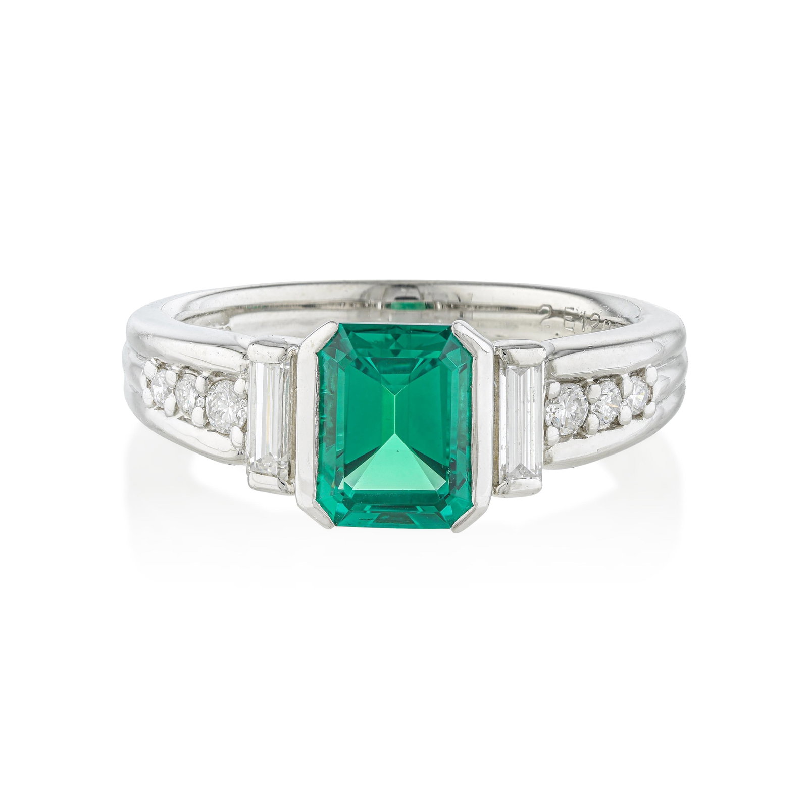 Lab-Created Emerald and Diamond Ring: ESTIMATED RETAIL PRICE: $3,500* *This is the estimated value a piece of similar quality, craftsmanship, and characteristics could command at retail. Lab-created emeralds offer the identical optical, c