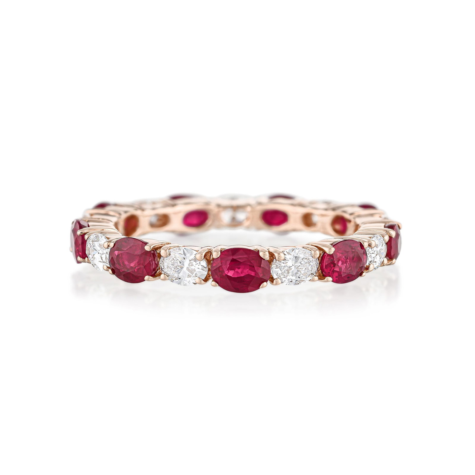 Ruby and Diamond Eternity Ring: ESTIMATED RETAIL PRICE: $5,500* *This is the estimated value a piece of similar quality, craftsmanship, and characteristics could command at retail. The eternity band is the most demanding format in c