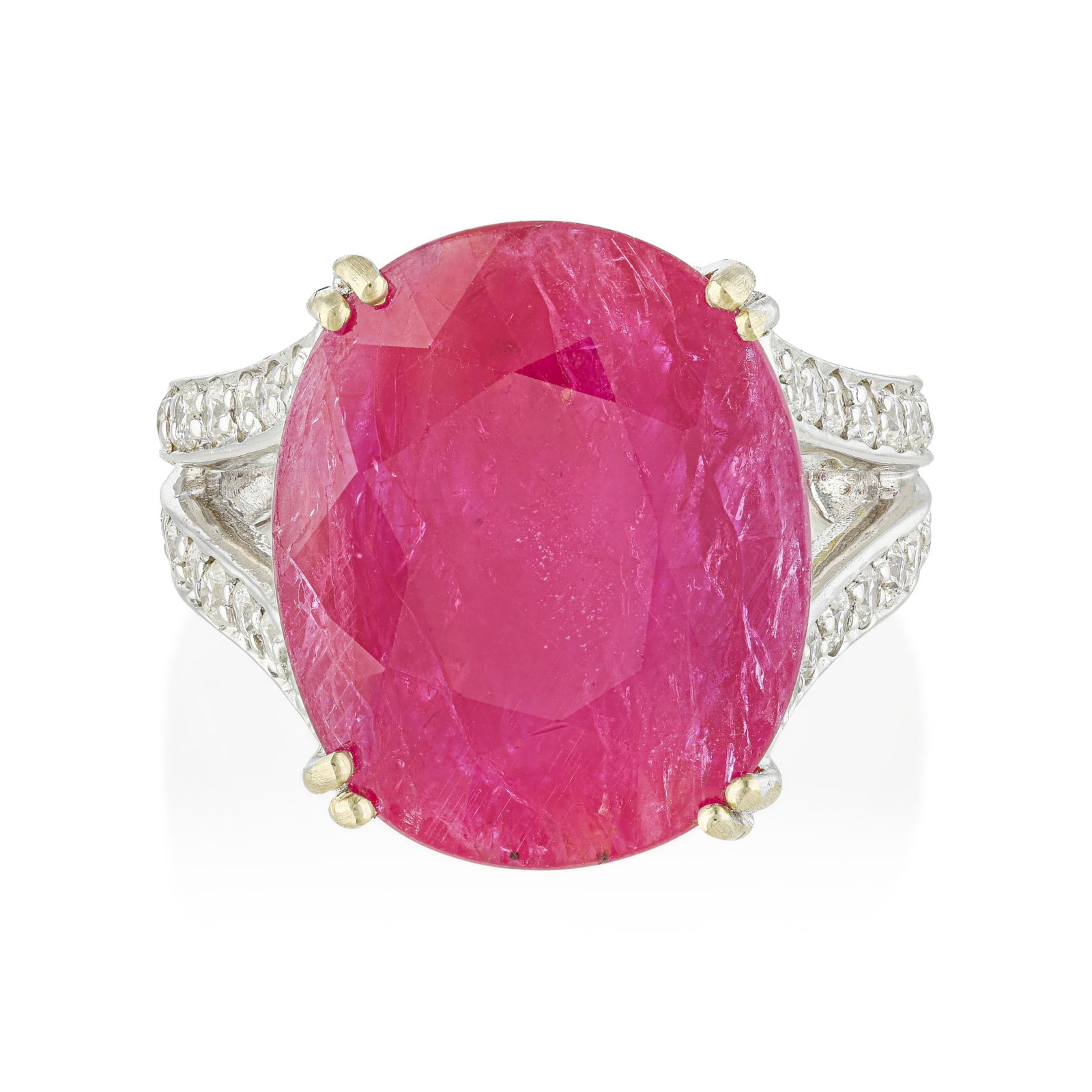 Ruby and Diamond Ring: ESTIMATED RETAIL PRICE: $6,000* *This is the estimated value a piece of similar quality, craftsmanship, and characteristics could command at retail. A 10.34-carat ruby produces the kind of color mass