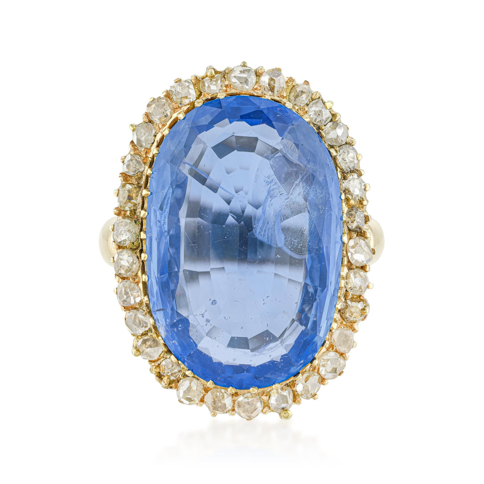 Victorian Ceylon Unheated Sapphire and Diamond Ring, GIA Certified - 2