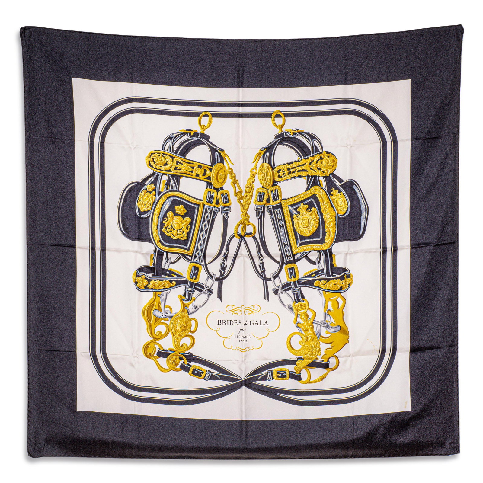 Hermes Brides de Gala Carre 90 Scarf – Silk Twill, Black Multicolor - No Reserve: ESTIMATED RETAIL PRICE: $660* *This is the estimated value a piece of similar quality, craftsmanship, and characteristics could command at retail. The Hermes Brides de Gala Carre 90 scarf is one of th