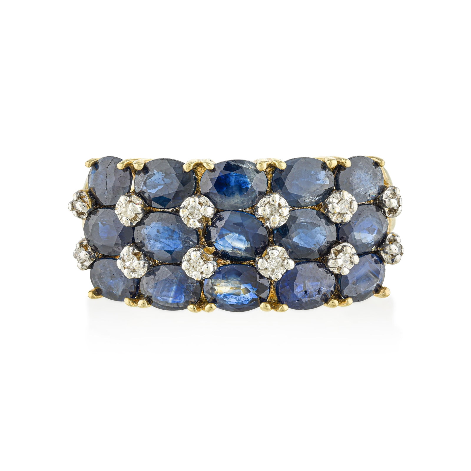 Vintage Sapphire Shield Ring: ESTIMATED RETAIL PRICE: 3,500* *This is the estimated value a piece of similar quality, craftsmanship, and characteristics could command at retail. A commanding vintage design reminiscent of