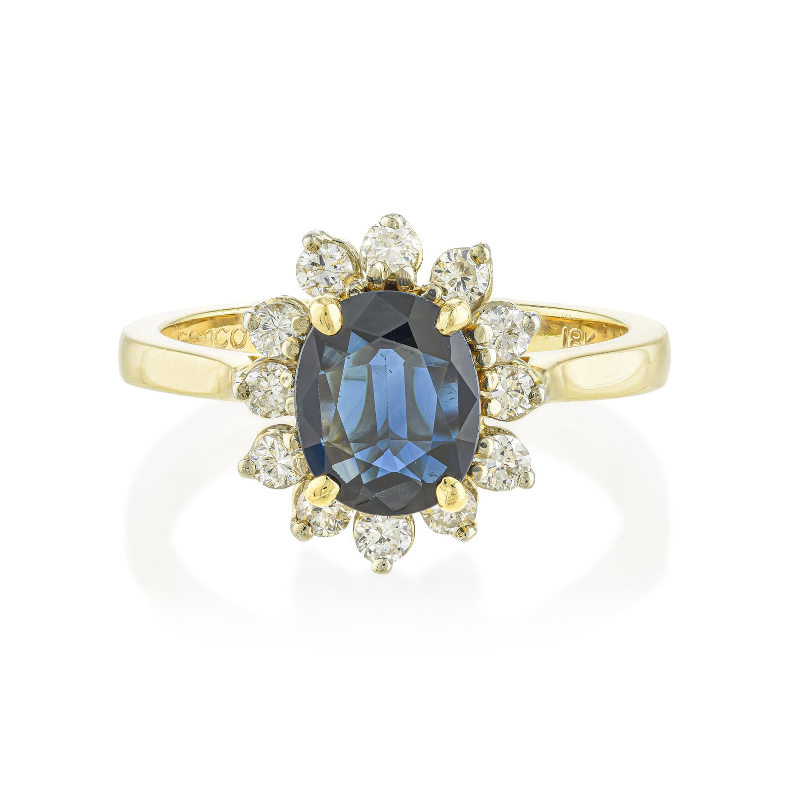 Sapphire and Diamond Cluster Ring: ESTIMATED RETAIL PRICE: 3,500* *This is the estimated value a piece of similar quality, craftsmanship, and characteristics could command at retail. The combination of a rich blue sapphire framed by a