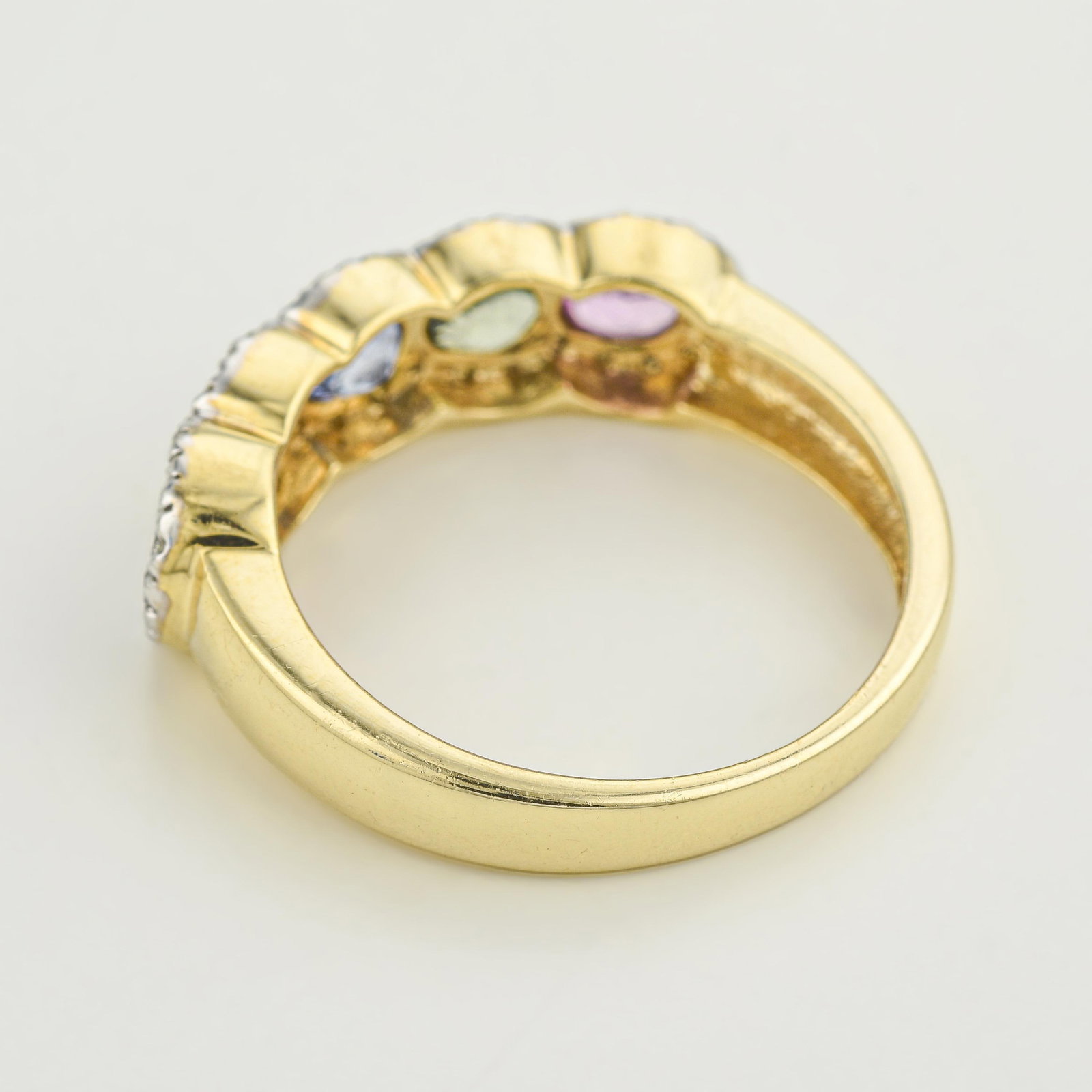 Multicolor Sapphire and Diamond Band Ring - 2