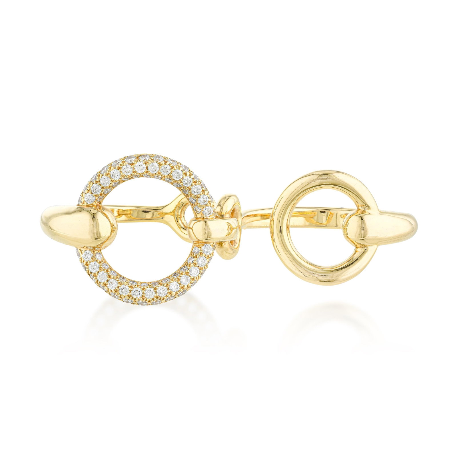 Hermès Filet d'Or Double Diamond Ring: ESTIMATED RETAIL PRICE: 14,000* *This is the estimated value a piece of similar quality, craftsmanship, and characteristics could command at retail. Originating from Hermès' deep equestrian herit