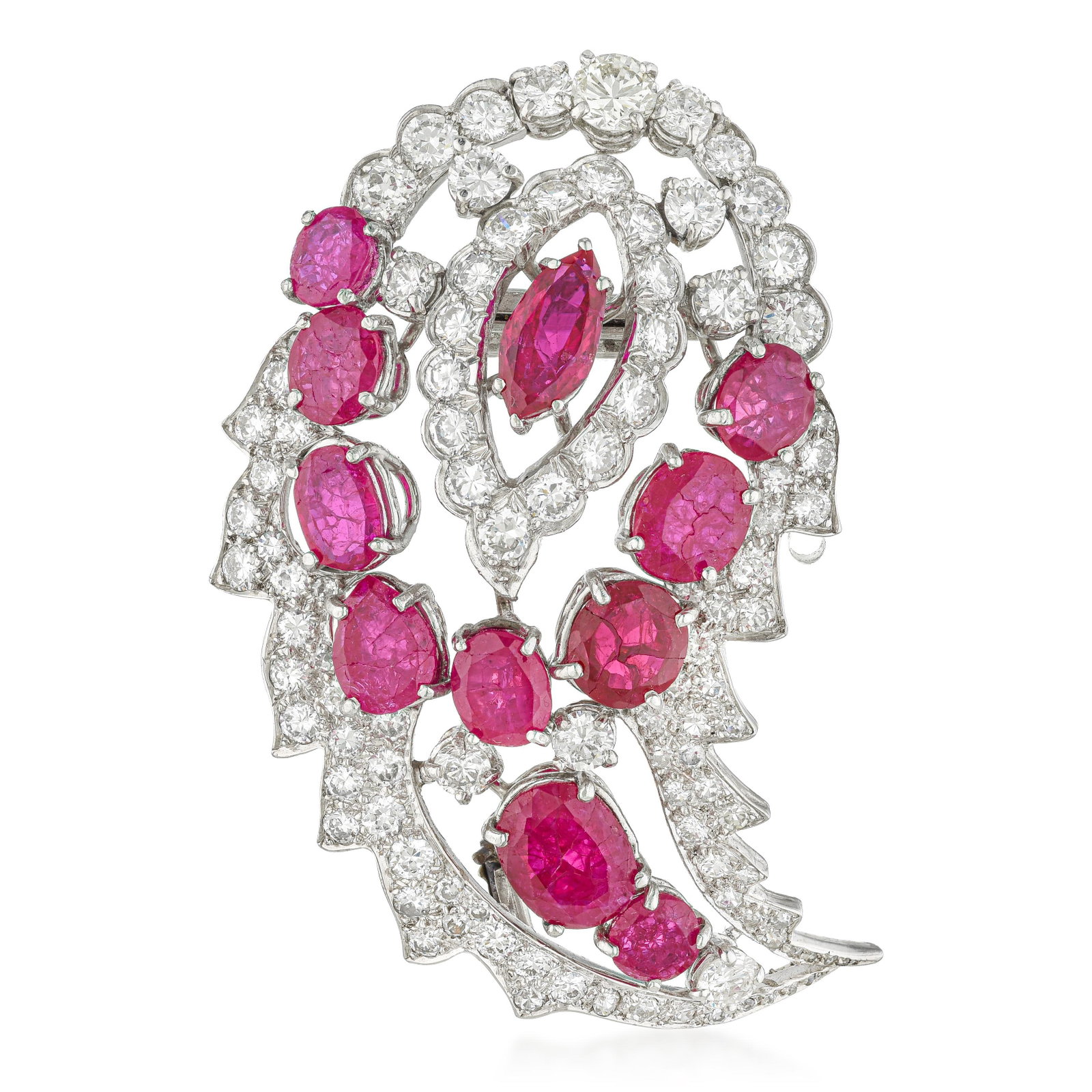 Ruby and Diamond Paisley Brooch (1 of 2)