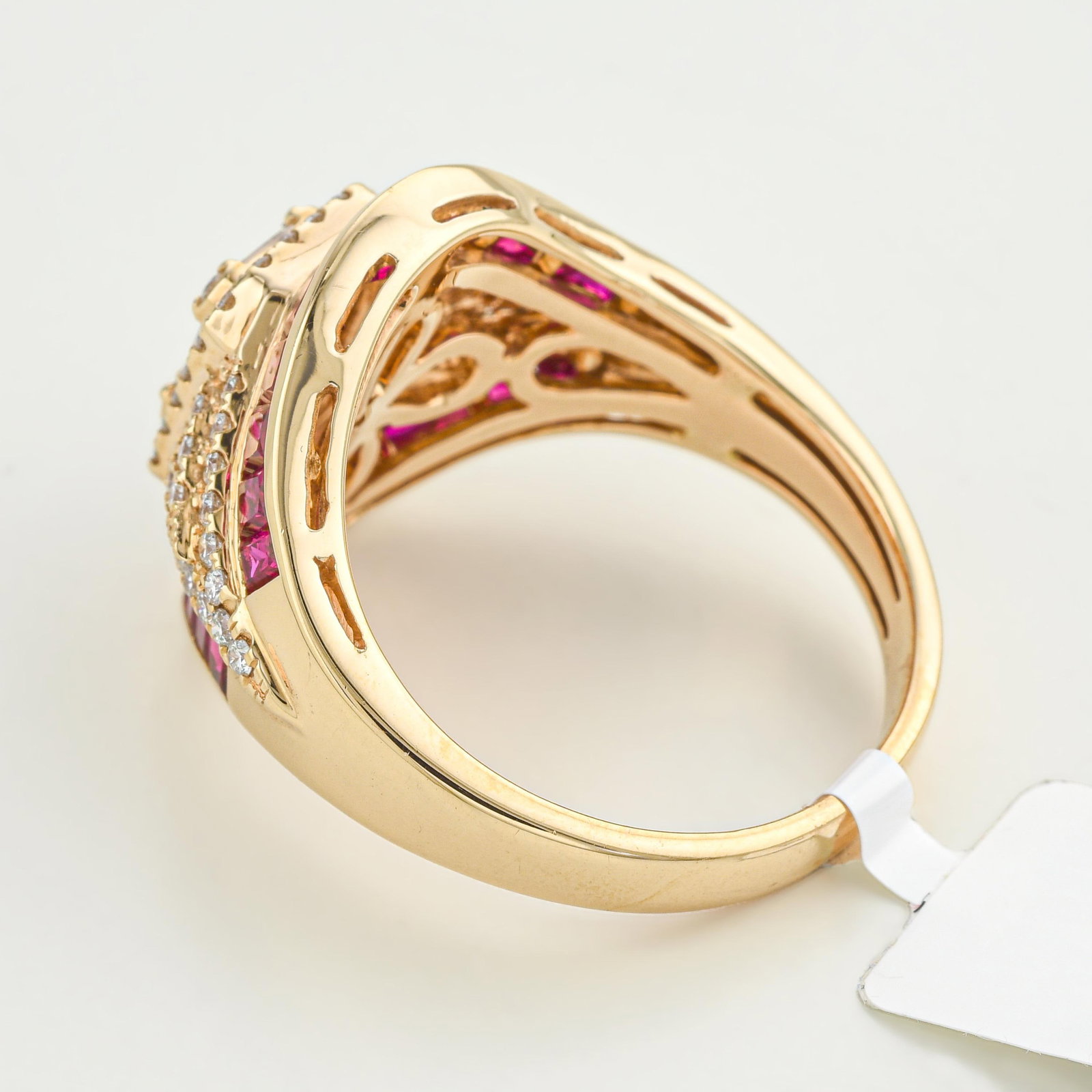 Ruby and Baguette Diamond Arched Contour Ring - 2