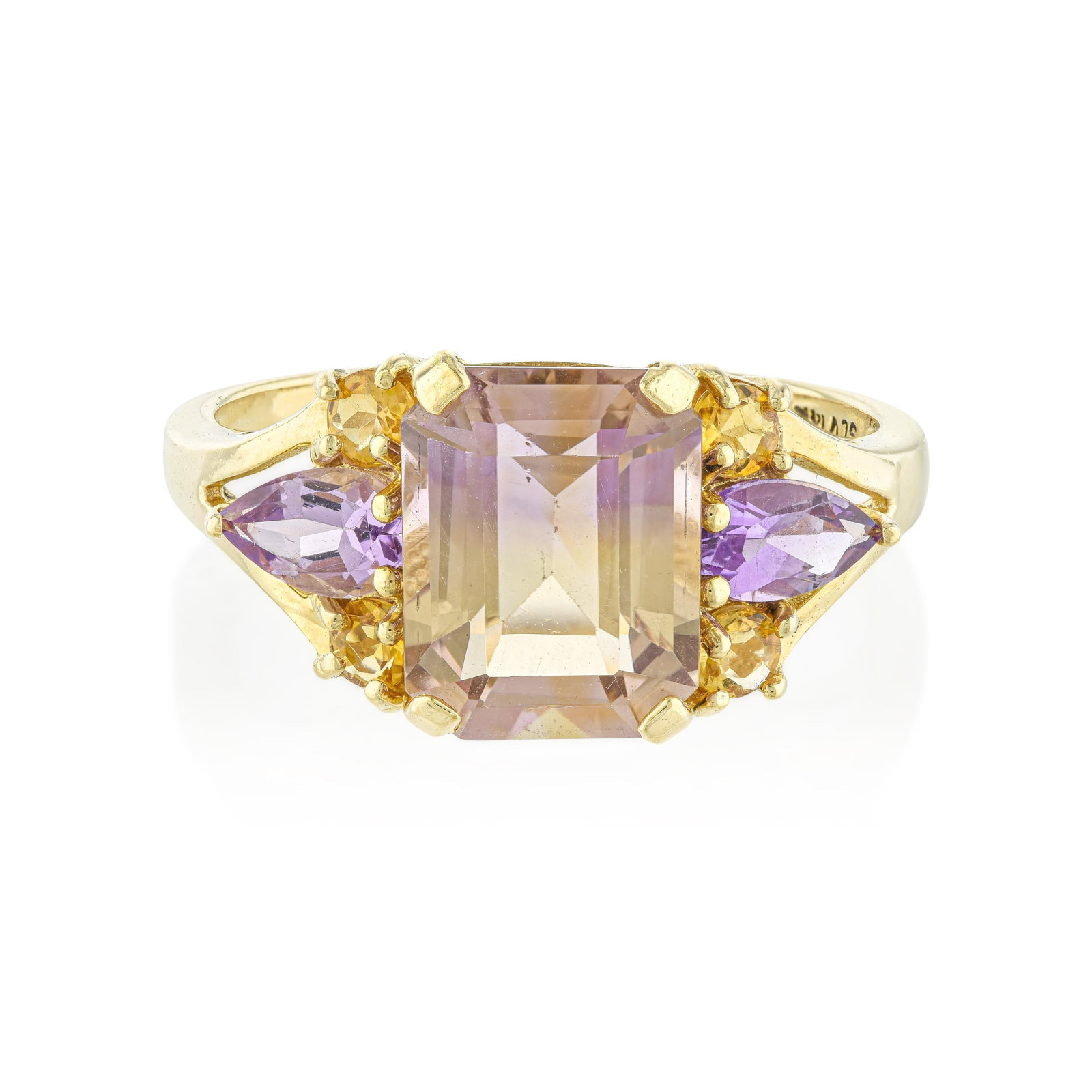 Amethyst and Citrine Ring: ESTIMATED RETAIL PRICE: 1,750* *This is the estimated value a piece of similar quality, craftsmanship, and characteristics could command at retail. This piece relies on the natural color-block