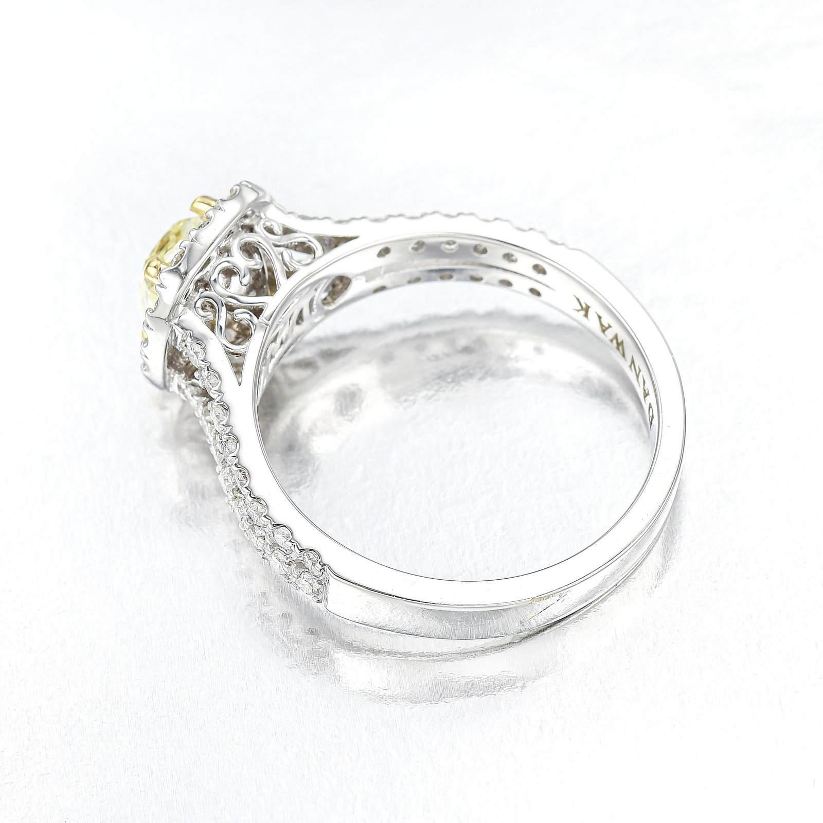 Yellow Diamond and White Diamond Ring - 2