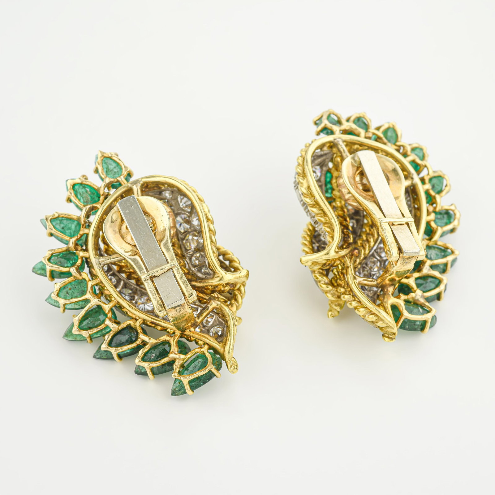 Vintage Emerald and Diamond Drop Earrings - 2