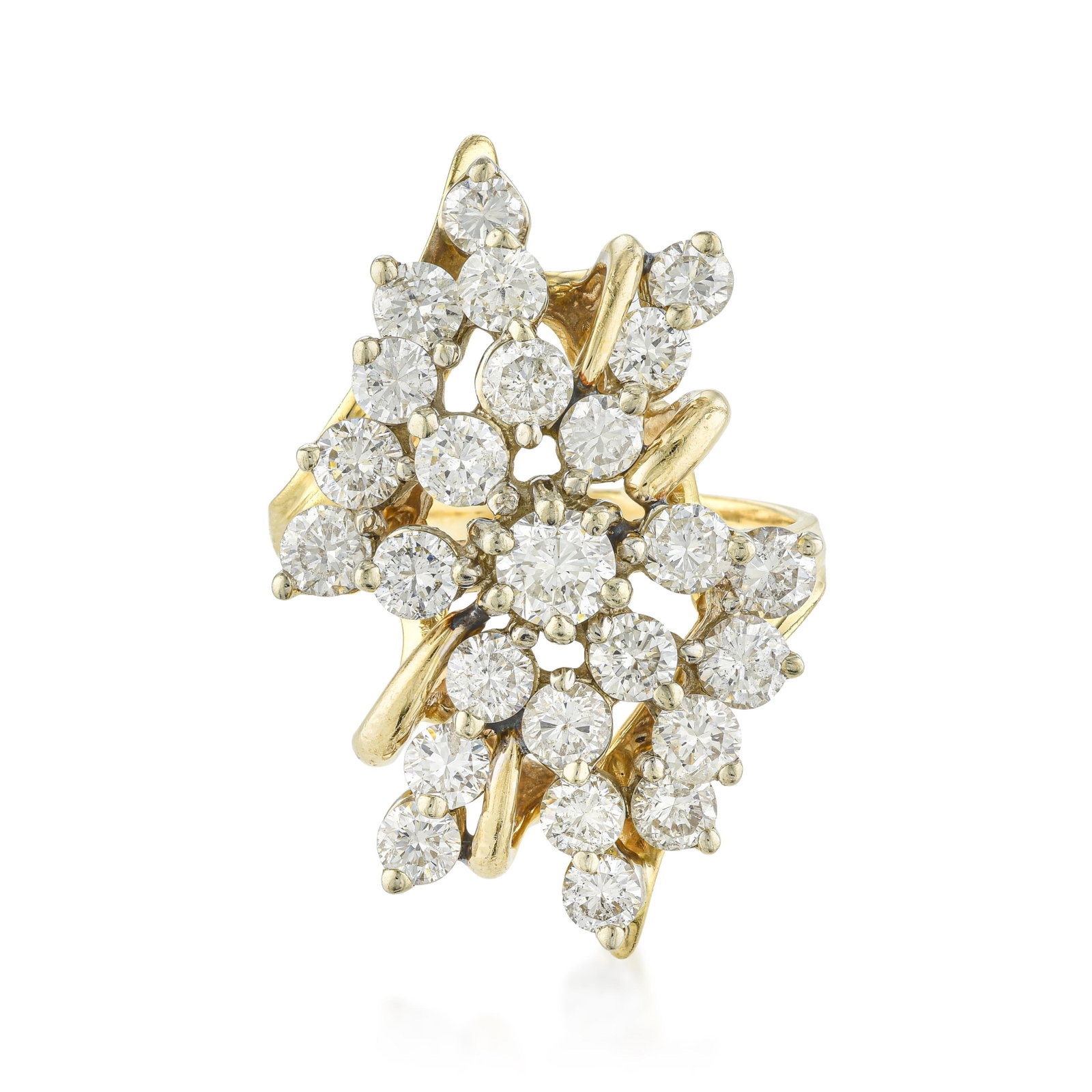 Asymmetric Diamond Spray Cocktail Ring: ESTIMATED RETAIL PRICE: 7,000* *This is the estimated value a piece of similar quality, craftsmanship, and characteristics could command at retail. An expressive, organic arrangement of brilliant diam