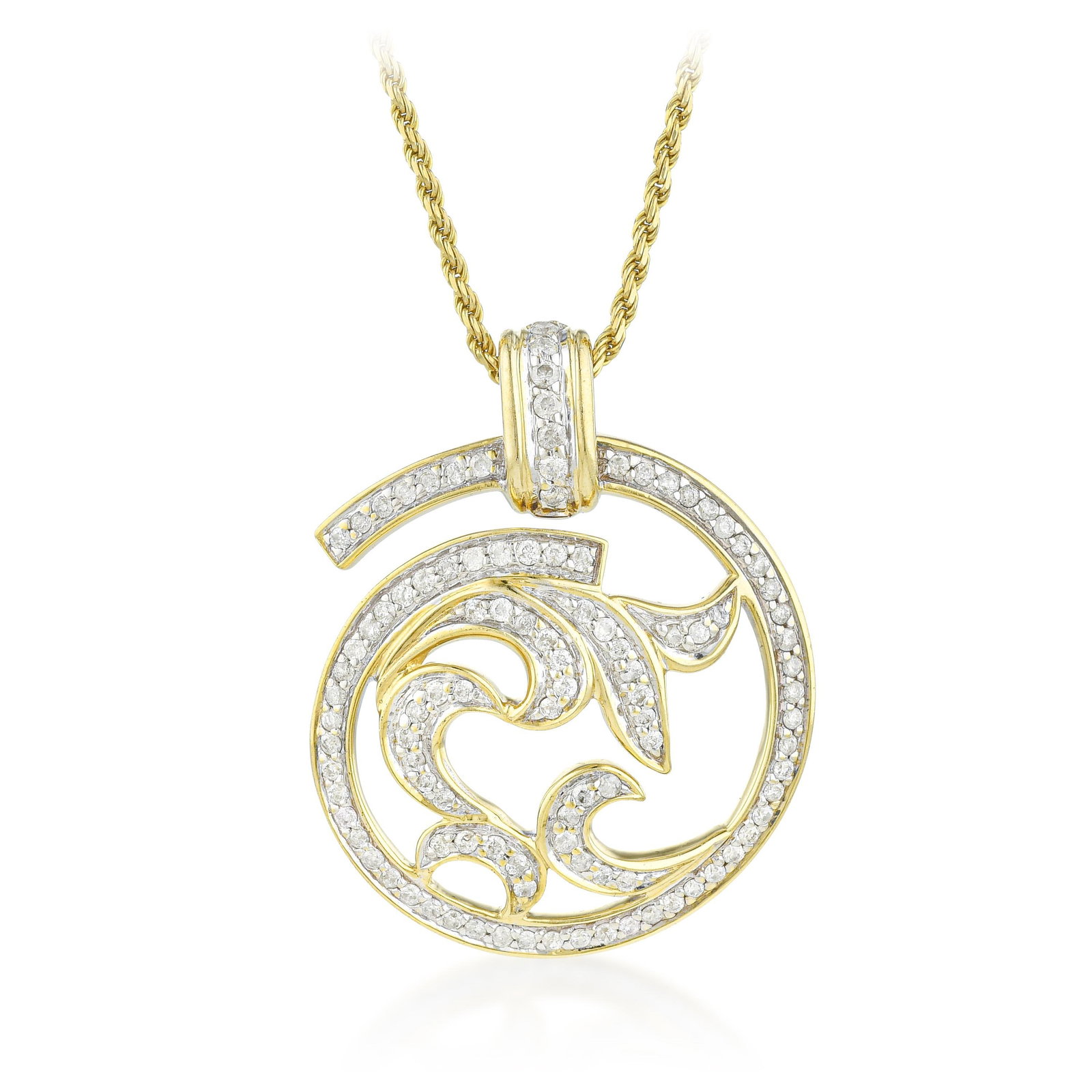 Diamond Wave Pendant Necklace: ESTIMATED RETAIL PRICE: 5,250* *This is the estimated value a piece of similar quality, craftsmanship, and characteristics could command at retail. Inspired by classical cresting wave motifs, this