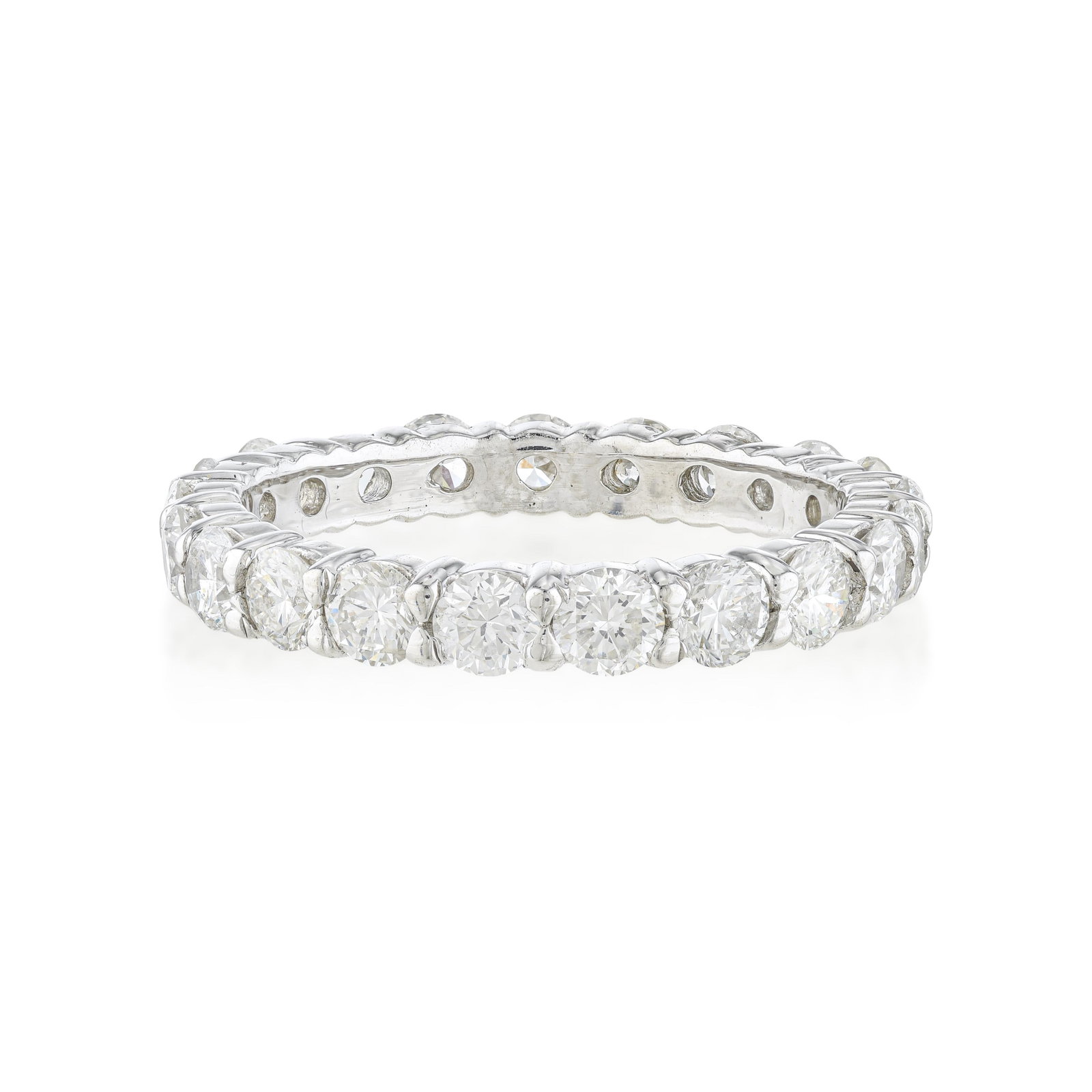 Shared-Prong Diamond Eternity Band (Approx. 2.20 CTW): ESTIMATED RETAIL PRICE: 5,250* *This is the estimated value a piece of similar quality, craftsmanship, and characteristics could command at retail. Clean, uninterrupted brilliance designed to wrap the