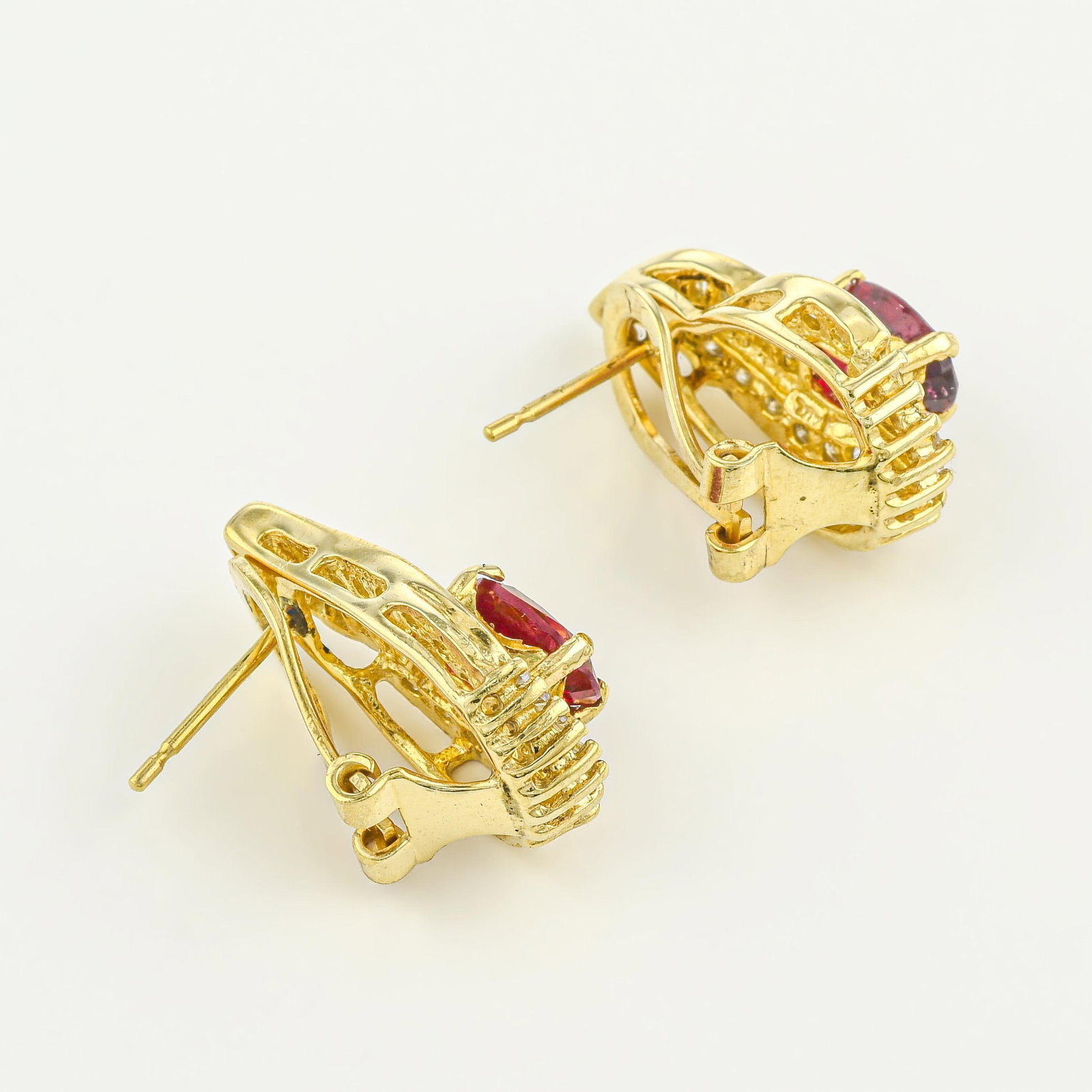 Vintage Ruby and Diamond Flame Earrings - 2