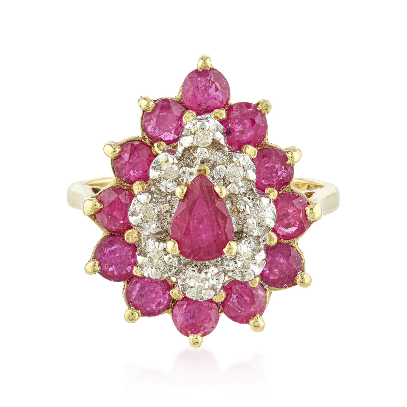 Ruby and Diamond Cluster Ring (1 of 2)