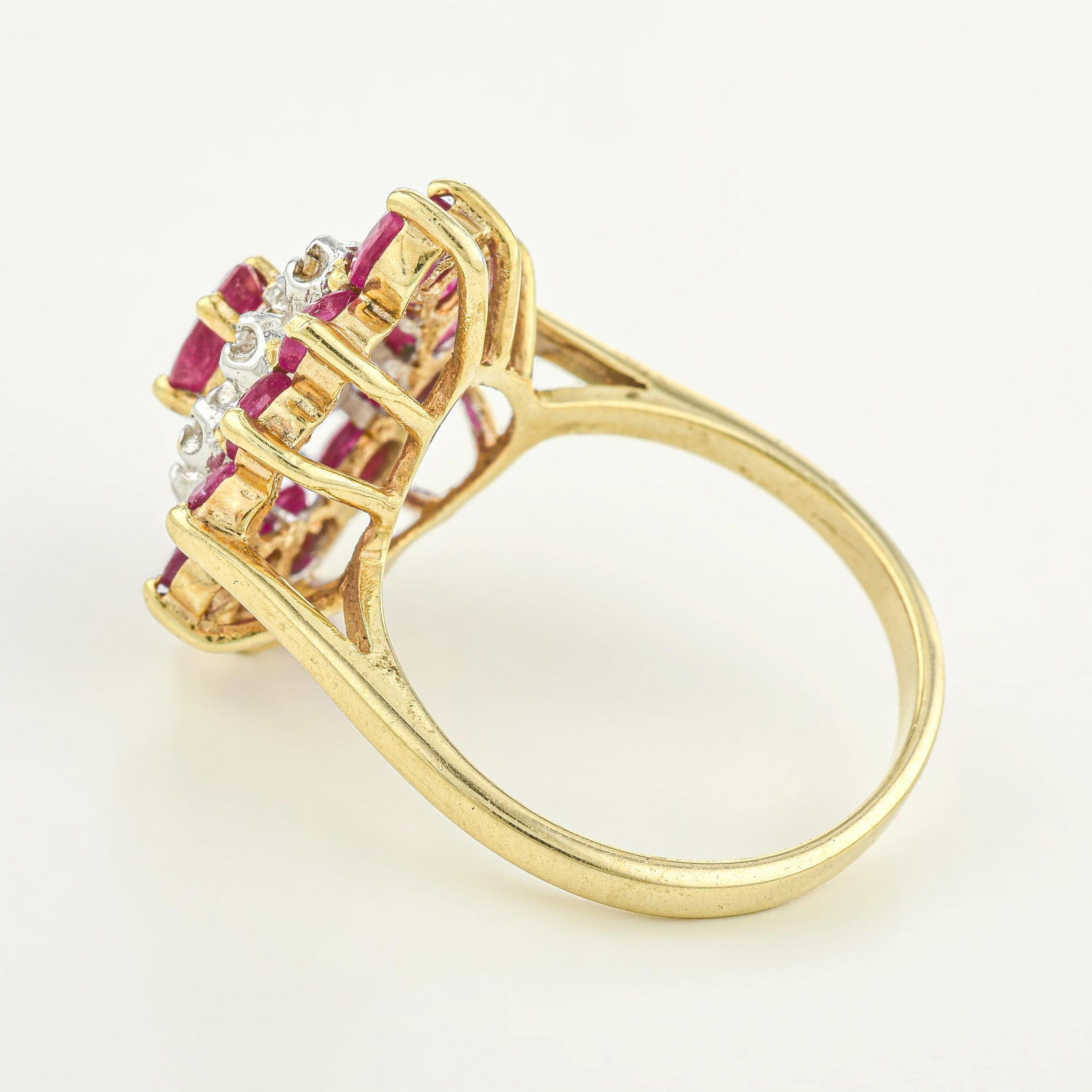 Ruby and Diamond Cluster Ring - 2
