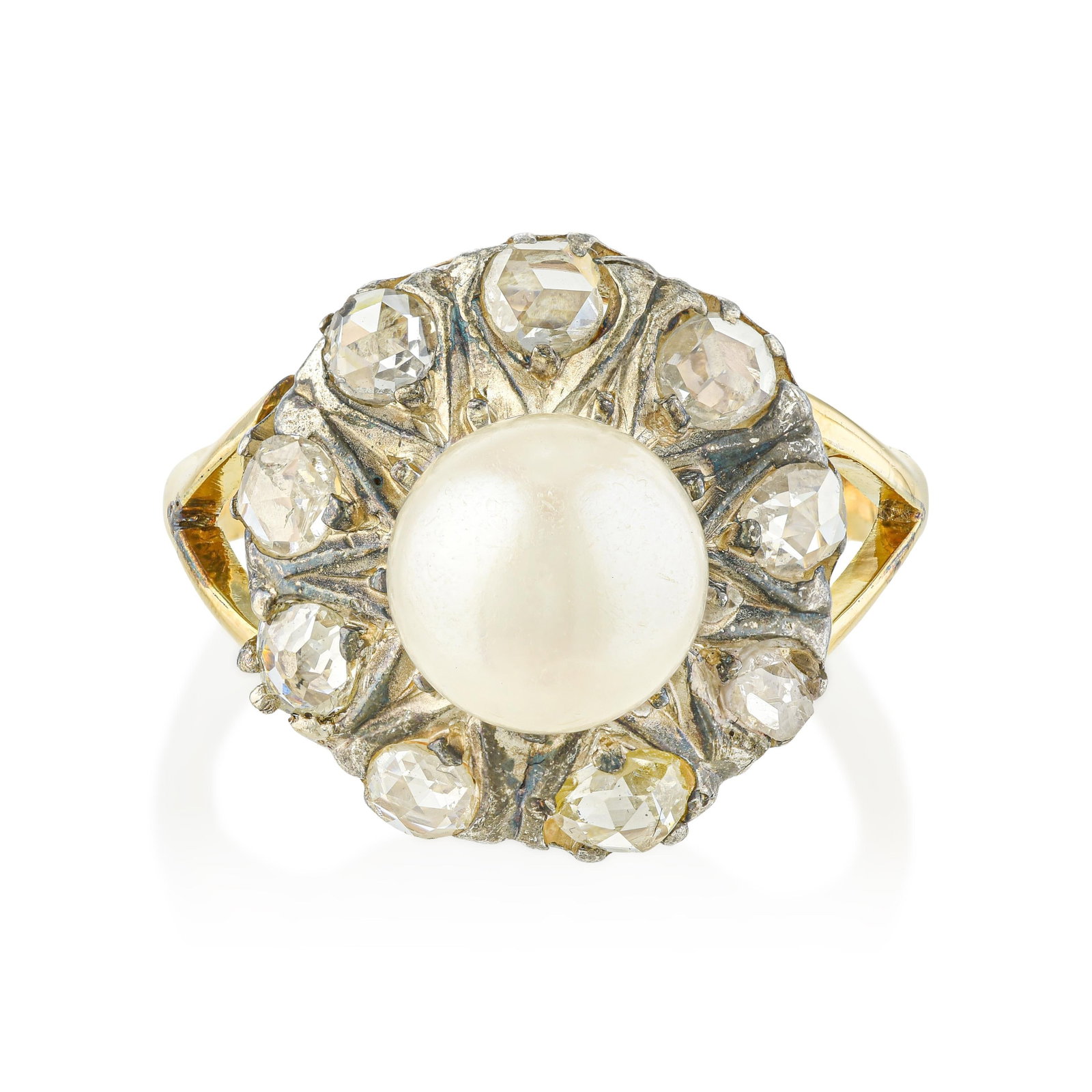 Vintage Pearl and Rose Cut Diamond Ring: ESTIMATED RETAIL PRICE: 5,250* *This is the estimated value a piece of similar quality, craftsmanship, and characteristics could command at retail. Combining Victorian sentiment with timeless material