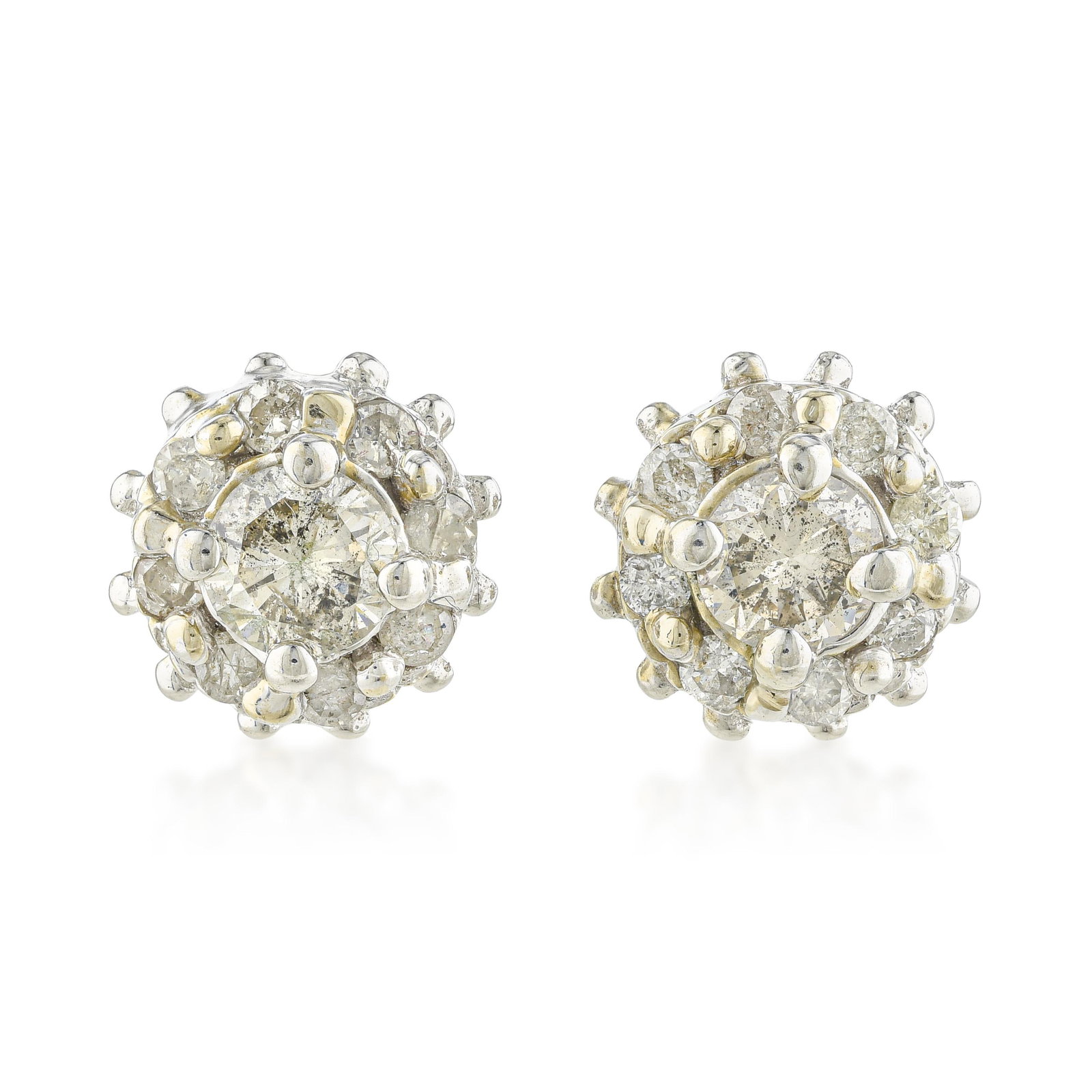 Diamond Cluster Stud Earrings: ESTIMATED RETAIL PRICE: 1,750* *This is the estimated value a piece of similar quality, craftsmanship, and characteristics could command at retail. Evoking the organic texture of a blossoming flower
