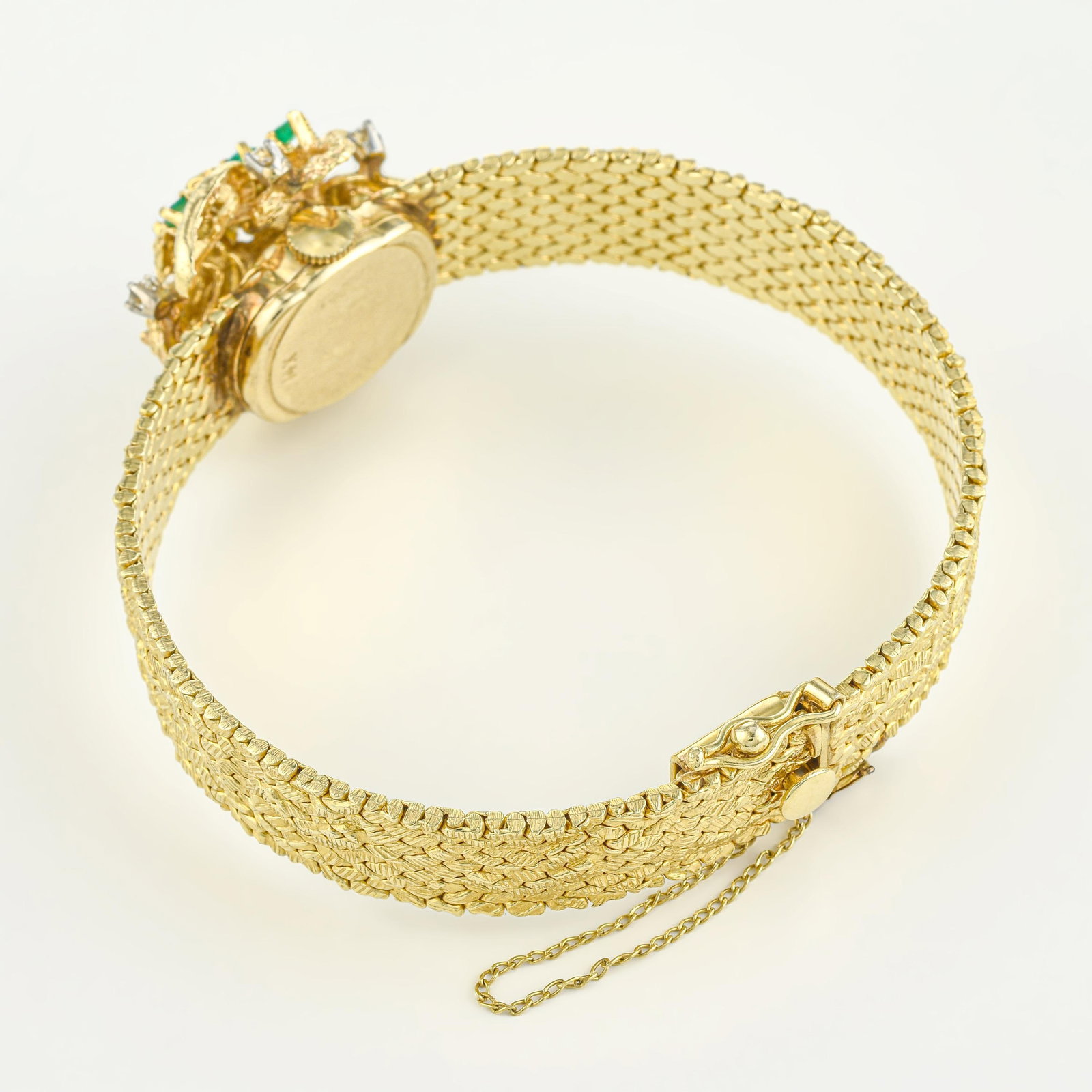 Vintage Geneva Emerald and Diamond Ladies' Wristwatch in 14K Gold - 2