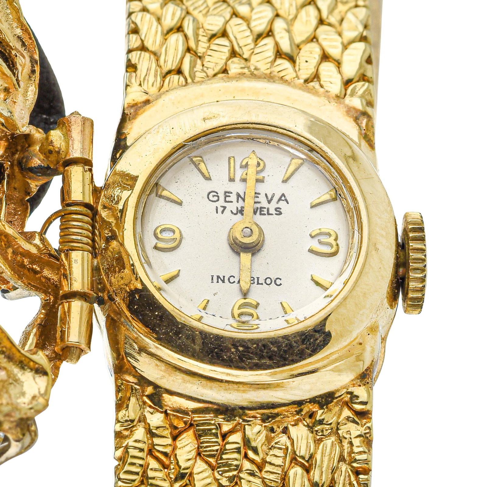 Vintage Geneva Emerald and Diamond Ladies' Wristwatch in 14K Gold - 3
