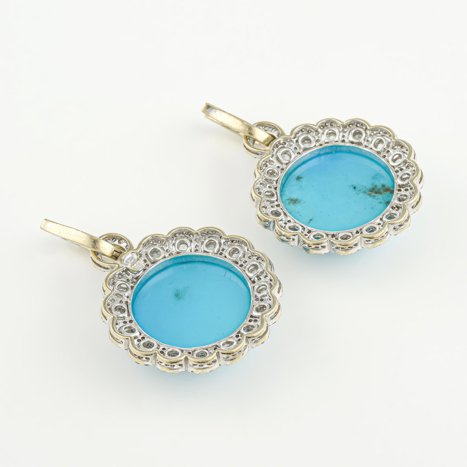 Turquoise and Rose Cut Diamond Drop Earrings - 2