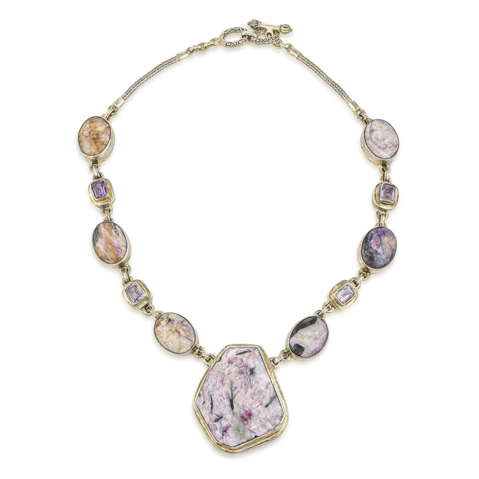 Sugilite and Amethyst Pendant Necklace - 2