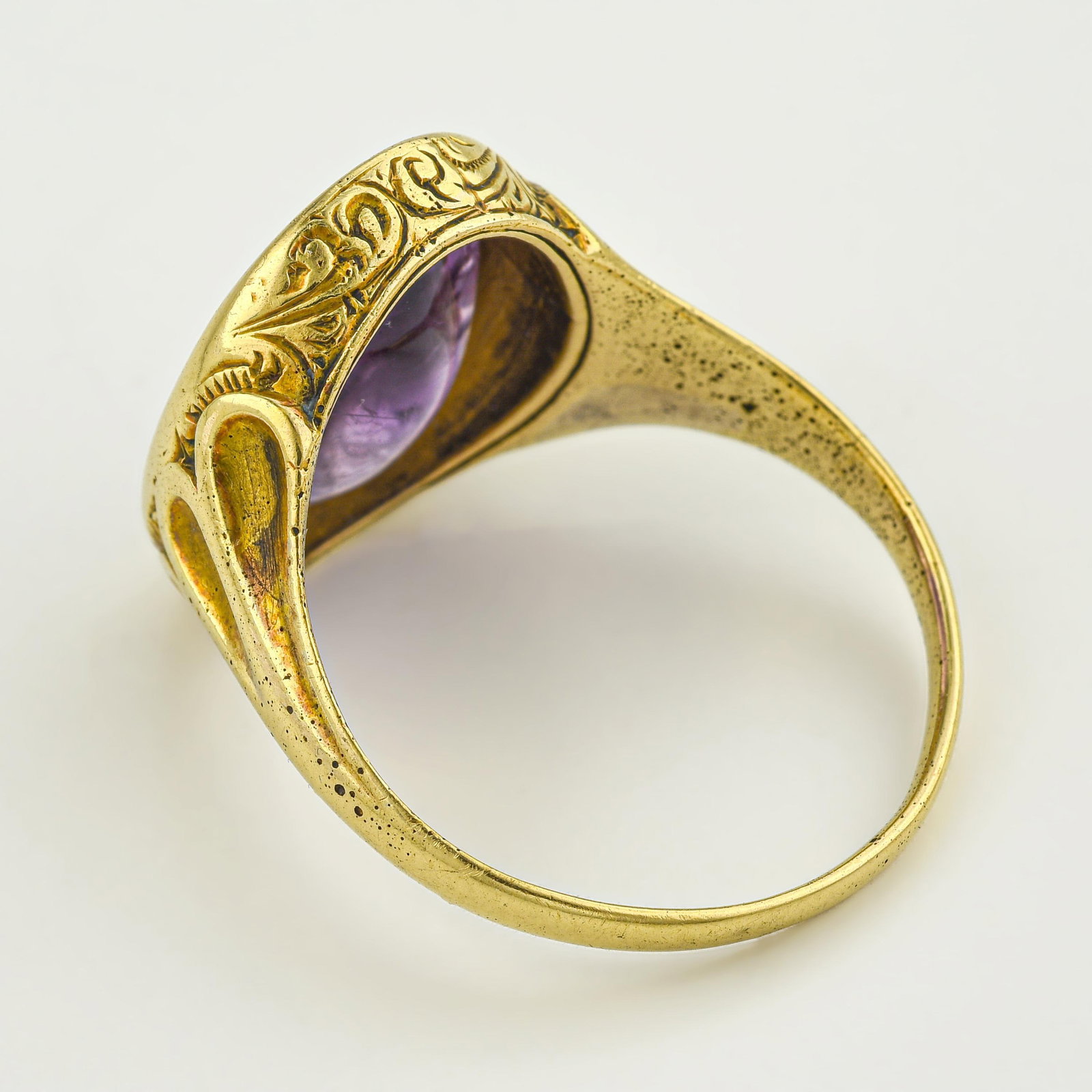 Amethyst Intaglio Art Nouveau Ring - 2