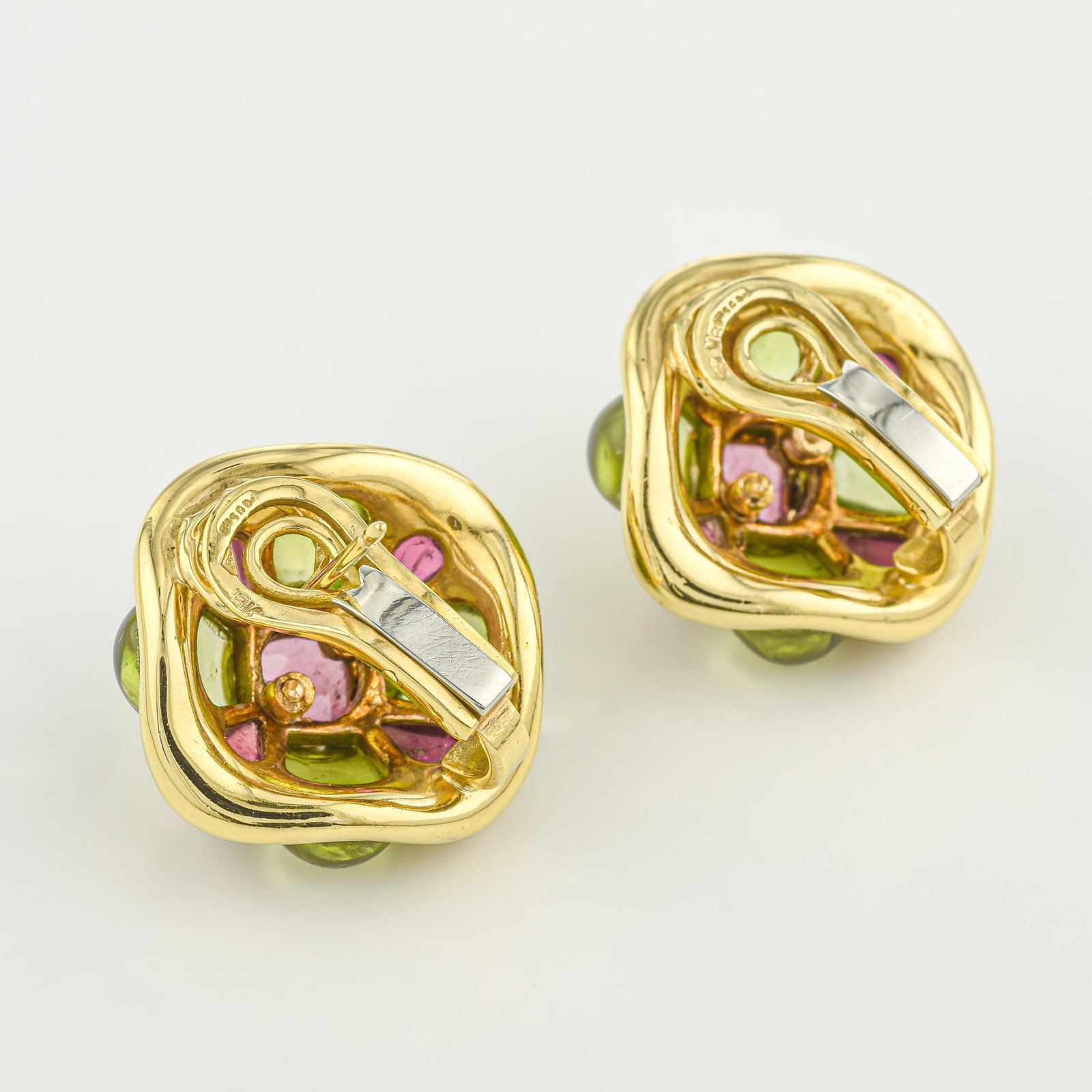 Vintage Peridot, Tourmaline, and Diamond Earrings - 2