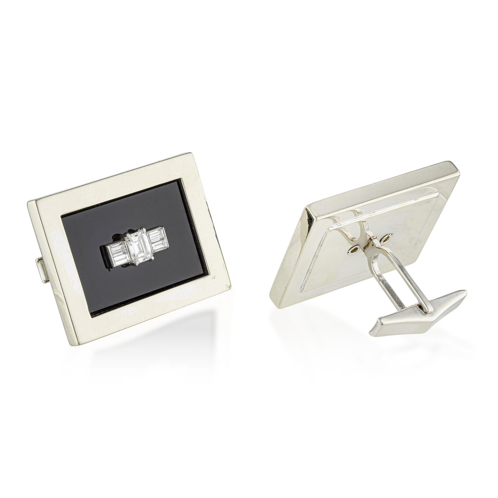Art Deco Style Diamond and Black Onyx Statement Cufflinks - 2
