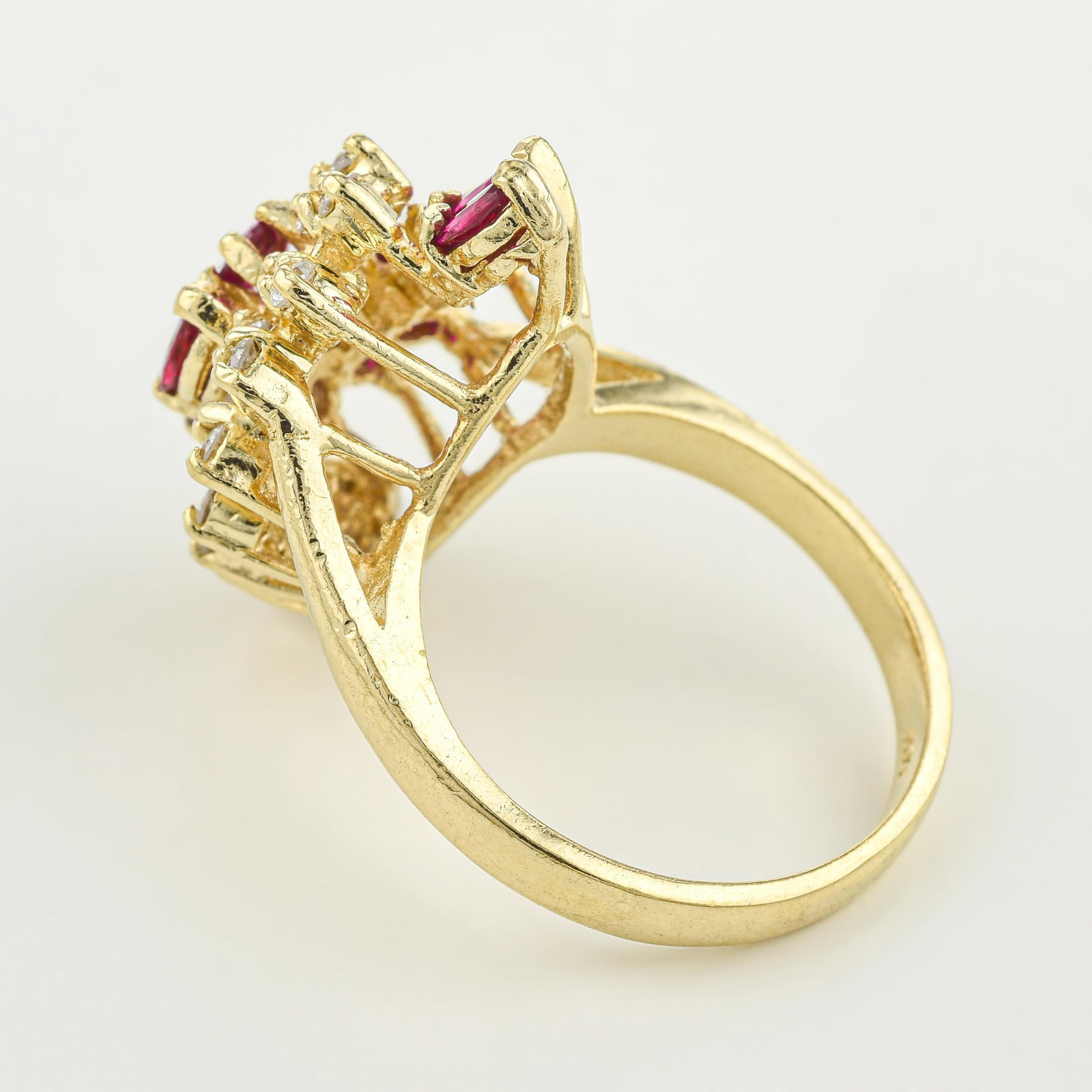 Ruby and Diamond Cluster Ring - 2