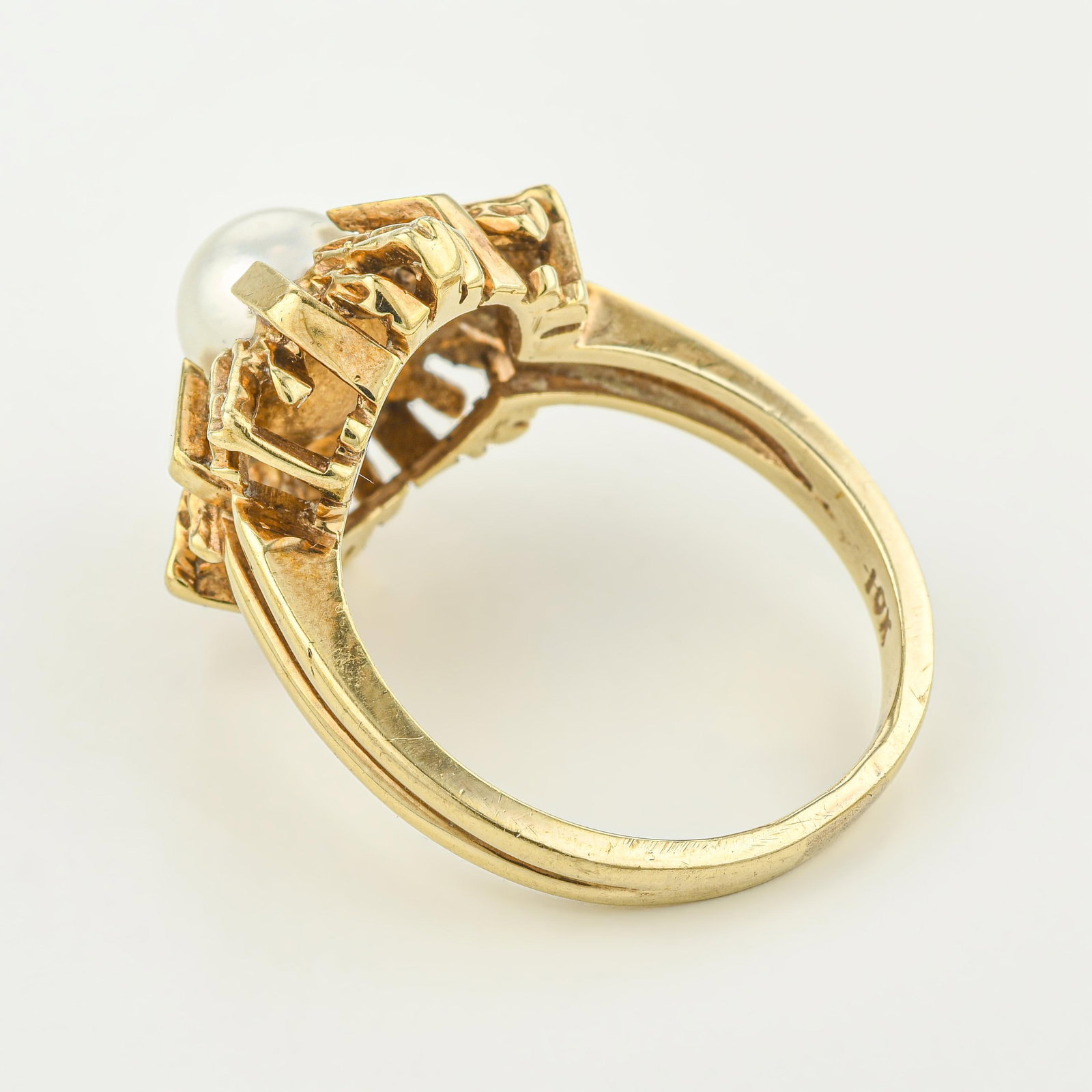 Brutalist Cultured Pearl Ring - 2