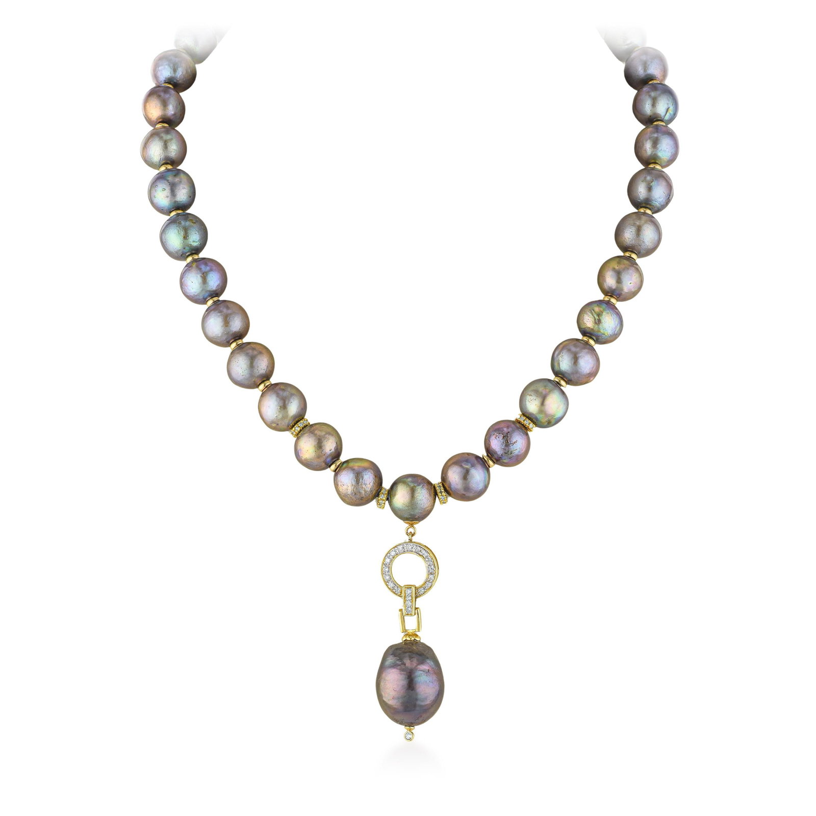 Diamond and Black Pearl Statement Necklace - 2