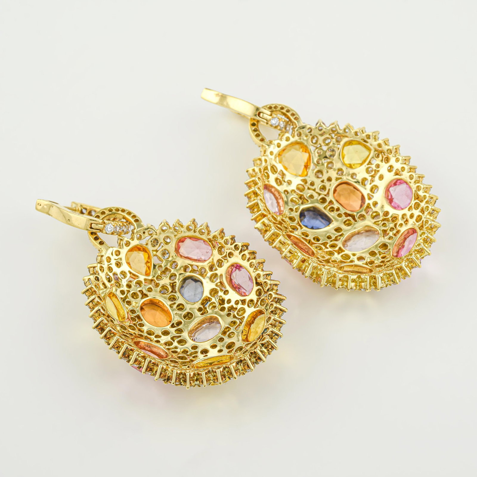 Multi-Color Sapphire and Diamond Earrings - 2