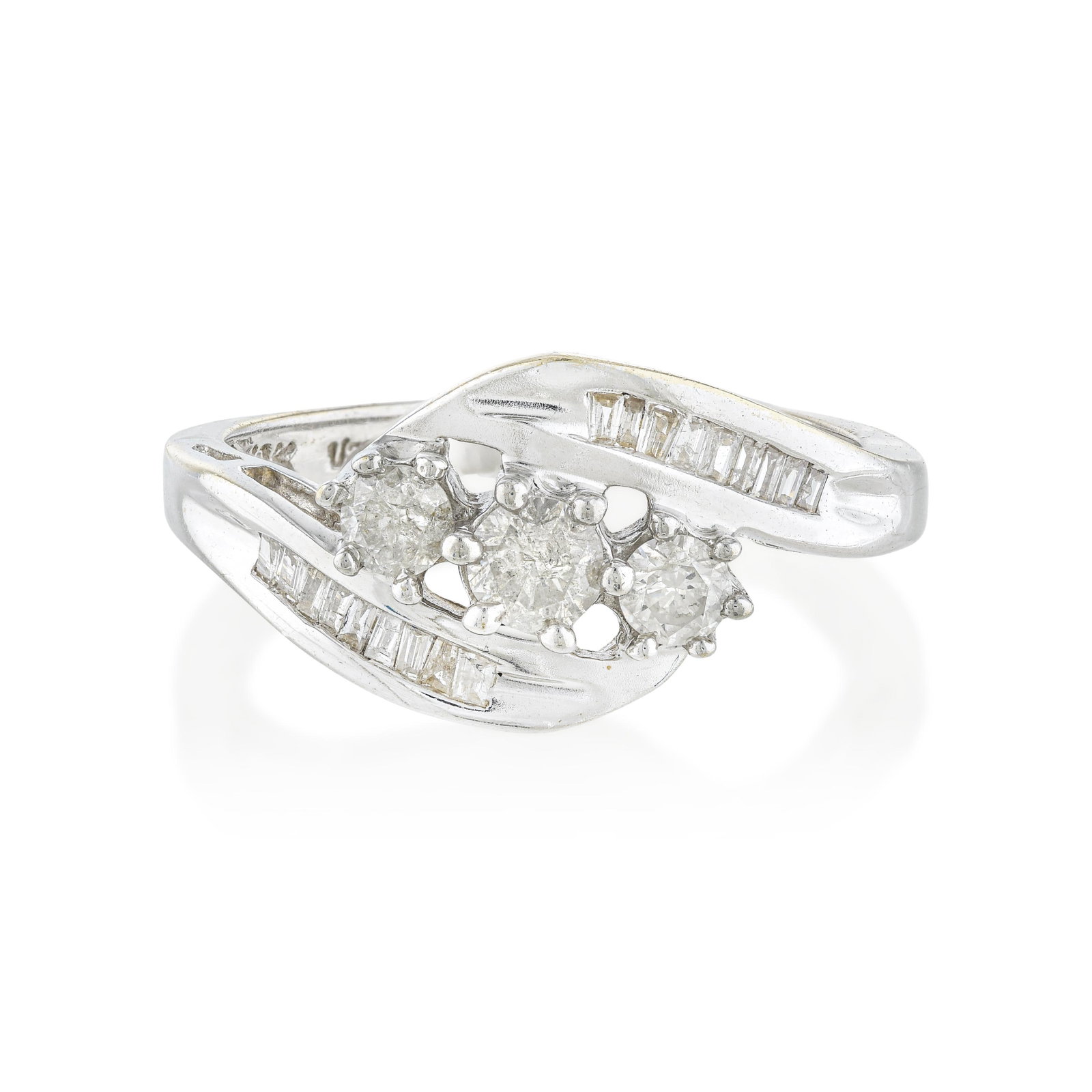 Diamond Bypass Ring: ESTIMATED RETAIL PRICE: 1,400* *This is the estimated value a piece of similar quality, craftsmanship, and characteristics could command at retail. Classic sentiment meets asymmetric fluid design.