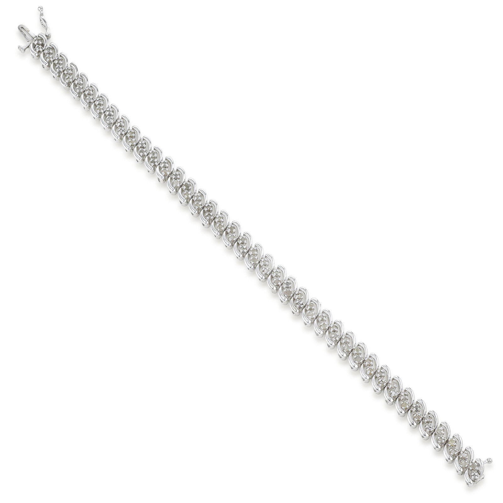 Diamond Silver Bracelet: ESTIMATED RETAIL PRICE: $600* *This is the estimated value a piece of similar quality, craftsmanship, and characteristics could command at retail. Adding fluid rhythm to the traditional line bracelet,