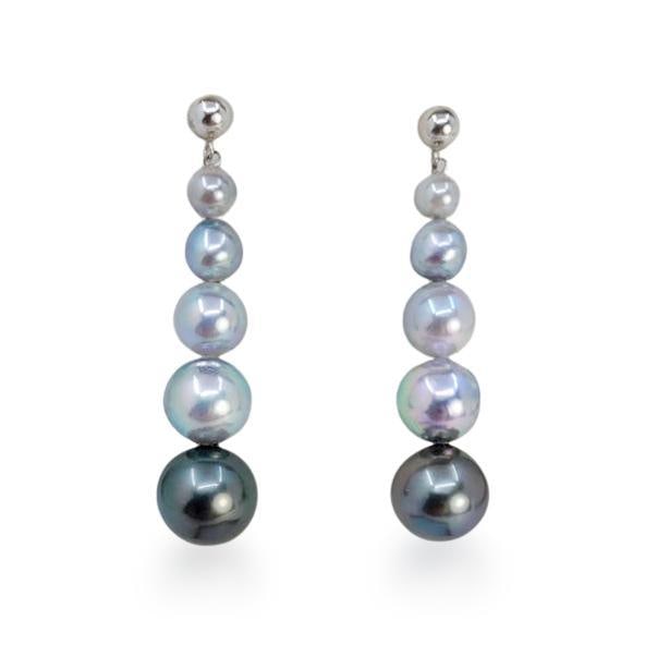 Ombre Grey Akoya Pearl Drop Earrings (1 of 2)