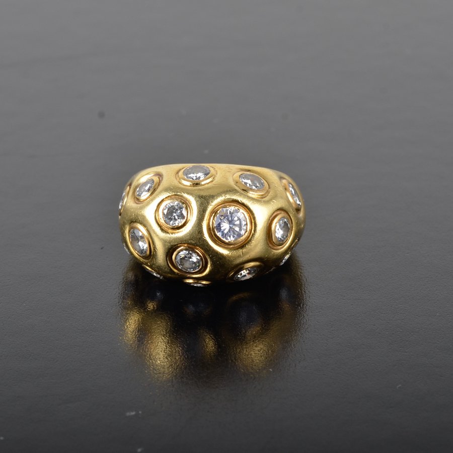 Tiffany diamond dome ring: Tiffany diamond dome 18k yellow gold ring. signed Tiffany, size 6 1/4, weight 14.0 grams