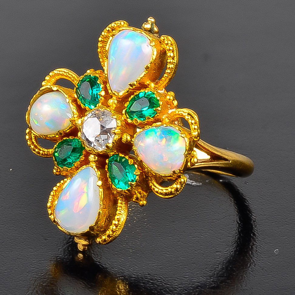 Beautiful antique diamond opal emerald ring - Nov 11, 2014 | Fortuna
