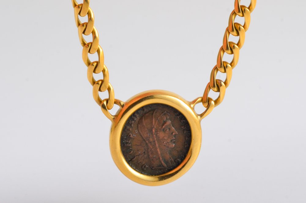 bulgari roman coin necklace