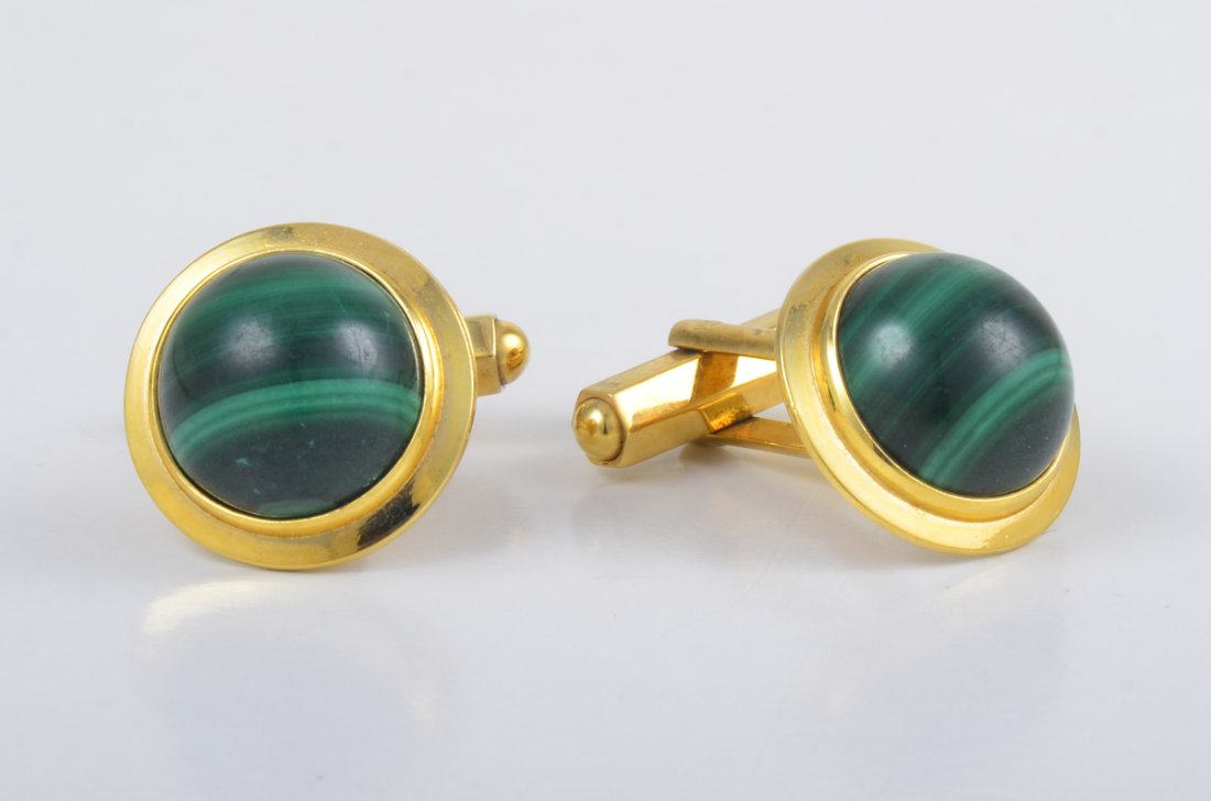 Dunhill Gold Malachite Cufflinks (1 of 4)